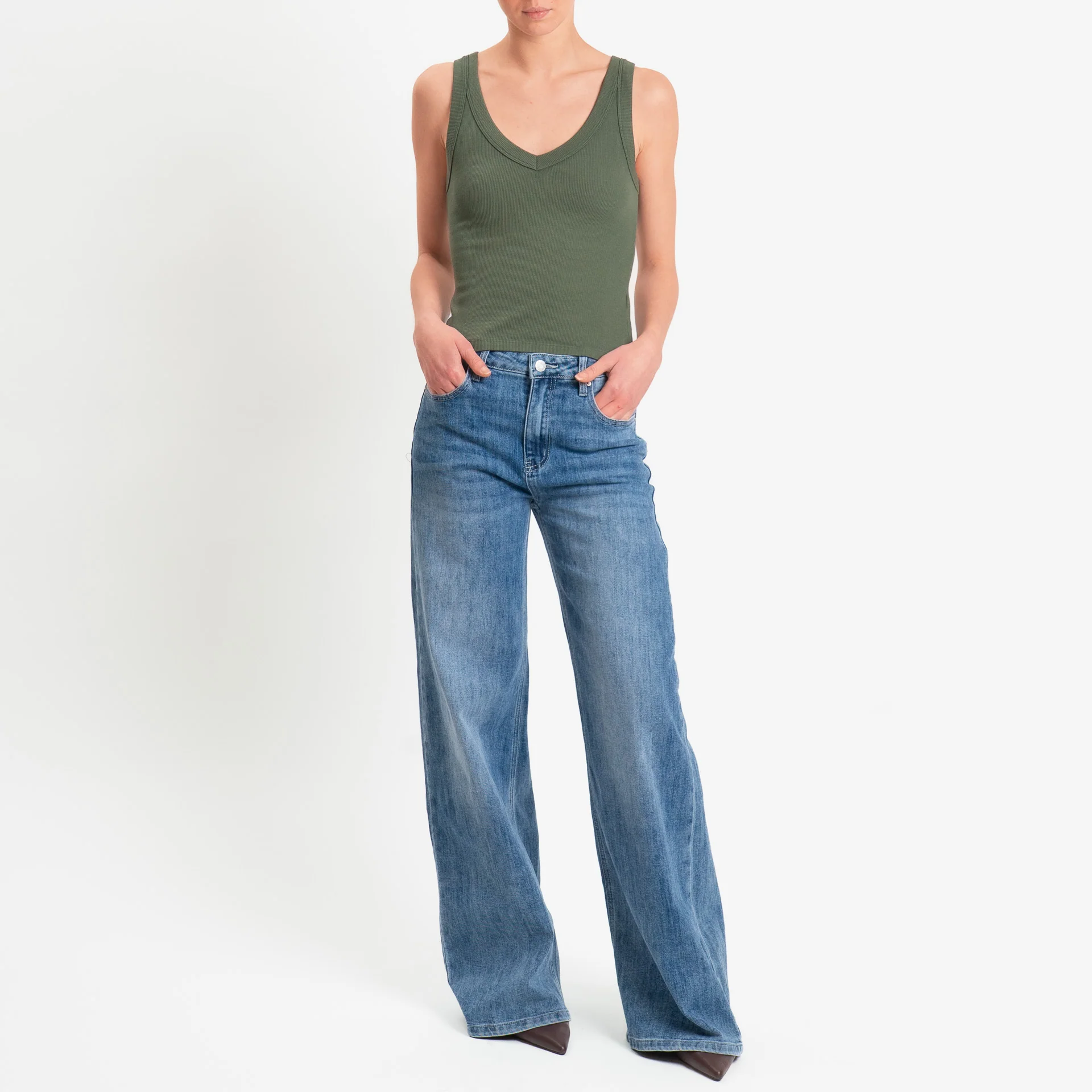 Vicolo-Top scollo v a costine - militare - Image 2