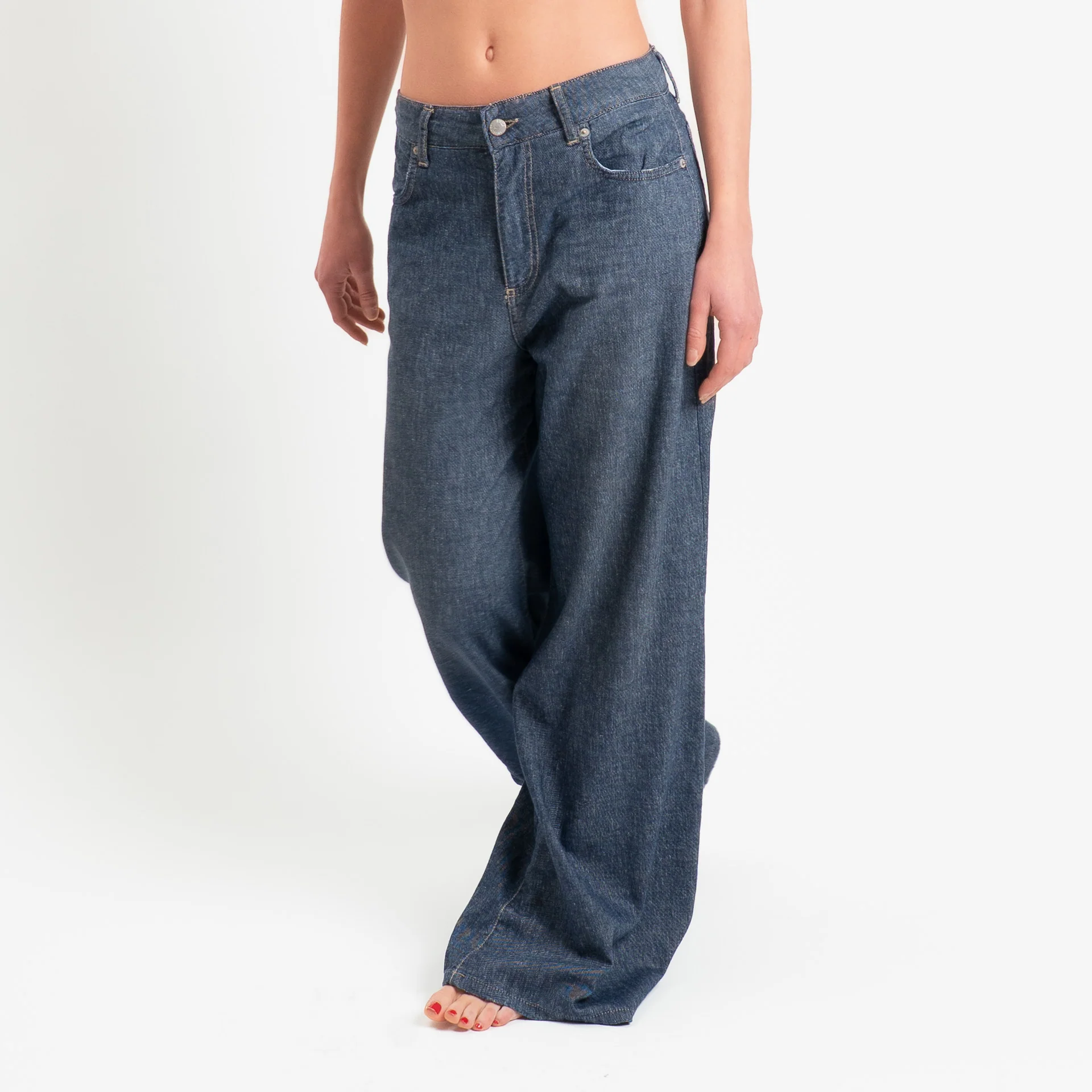 Zeroassoluto-Jeans CORINNE denim tela slegata cotone/lino elasticizzato - denim blu - Image 6