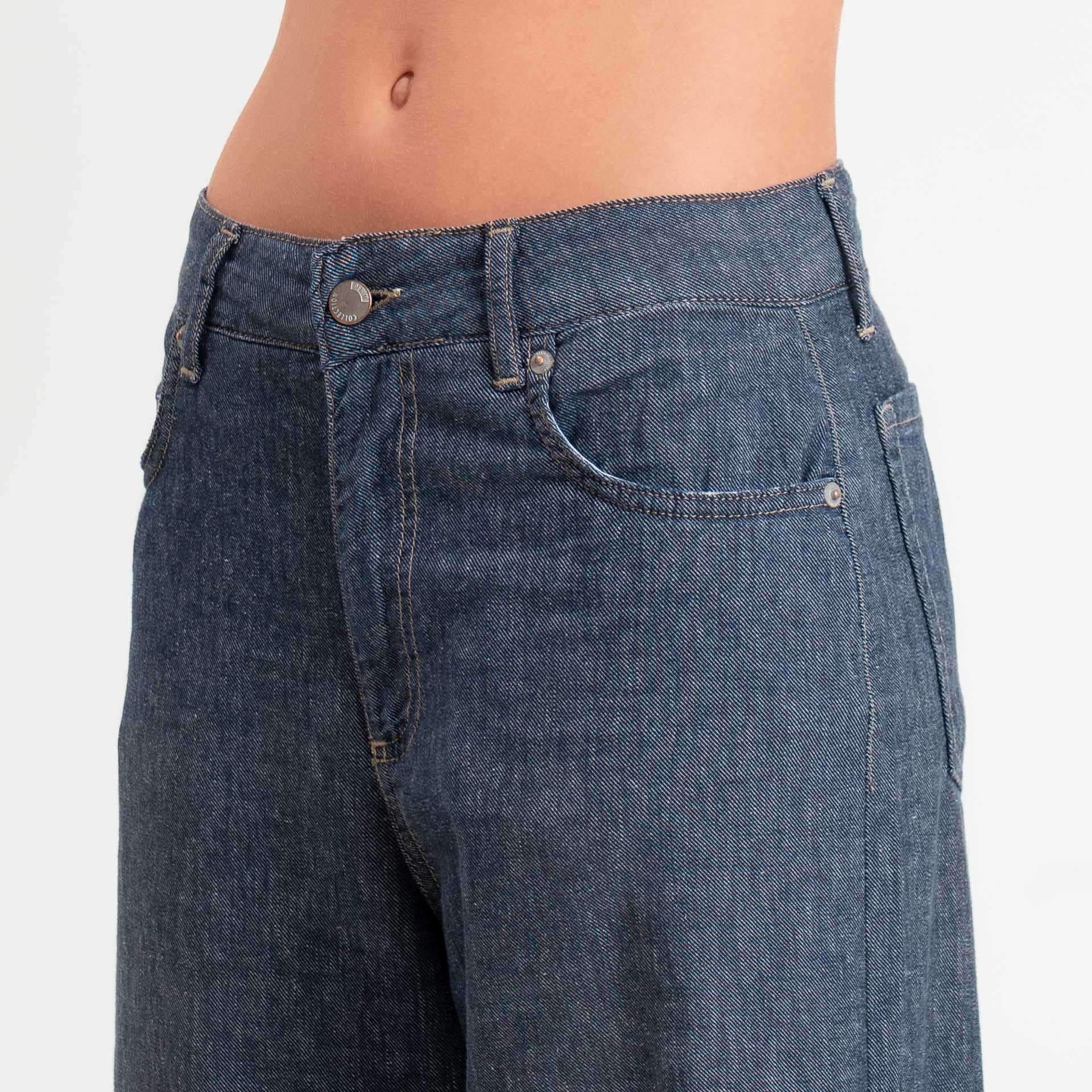Zeroassoluto-Jeans CORINNE denim tela slegata cotone/lino elasticizzato - denim blu - Image 8