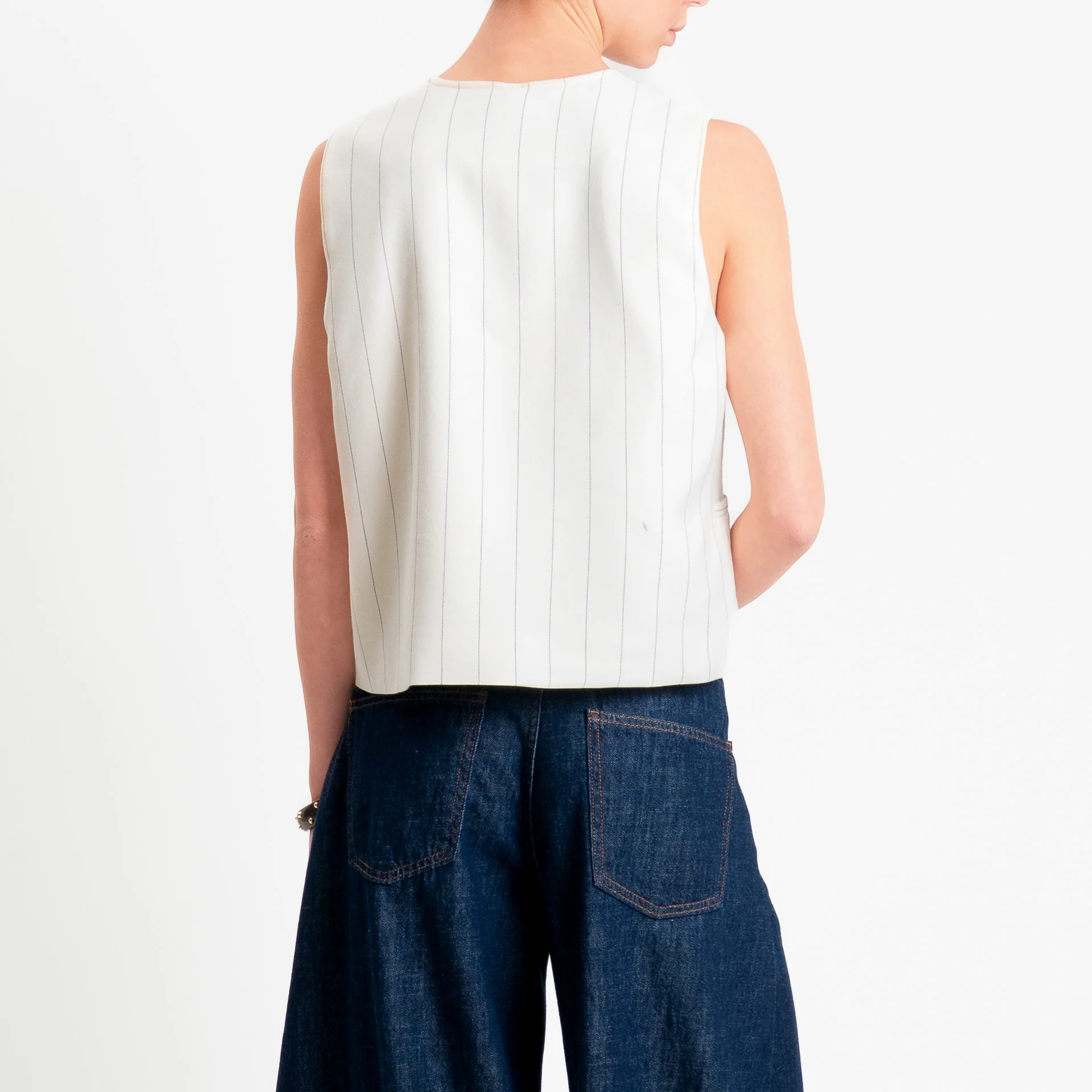 Tensione in-Gilet gessato asimmetrico - panna - Image 4