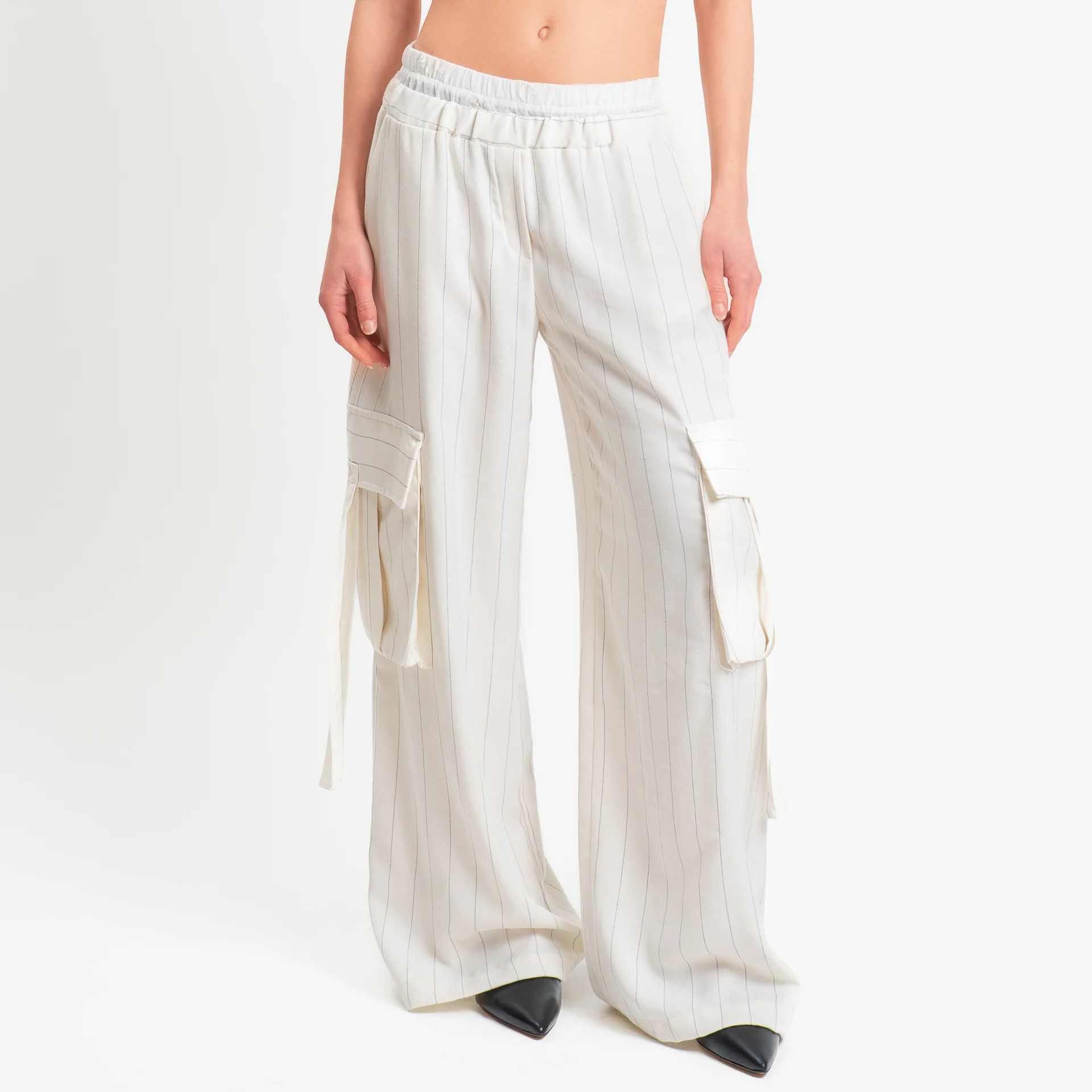Tensione in-Pantalone cargo gessato - panna - Image 2