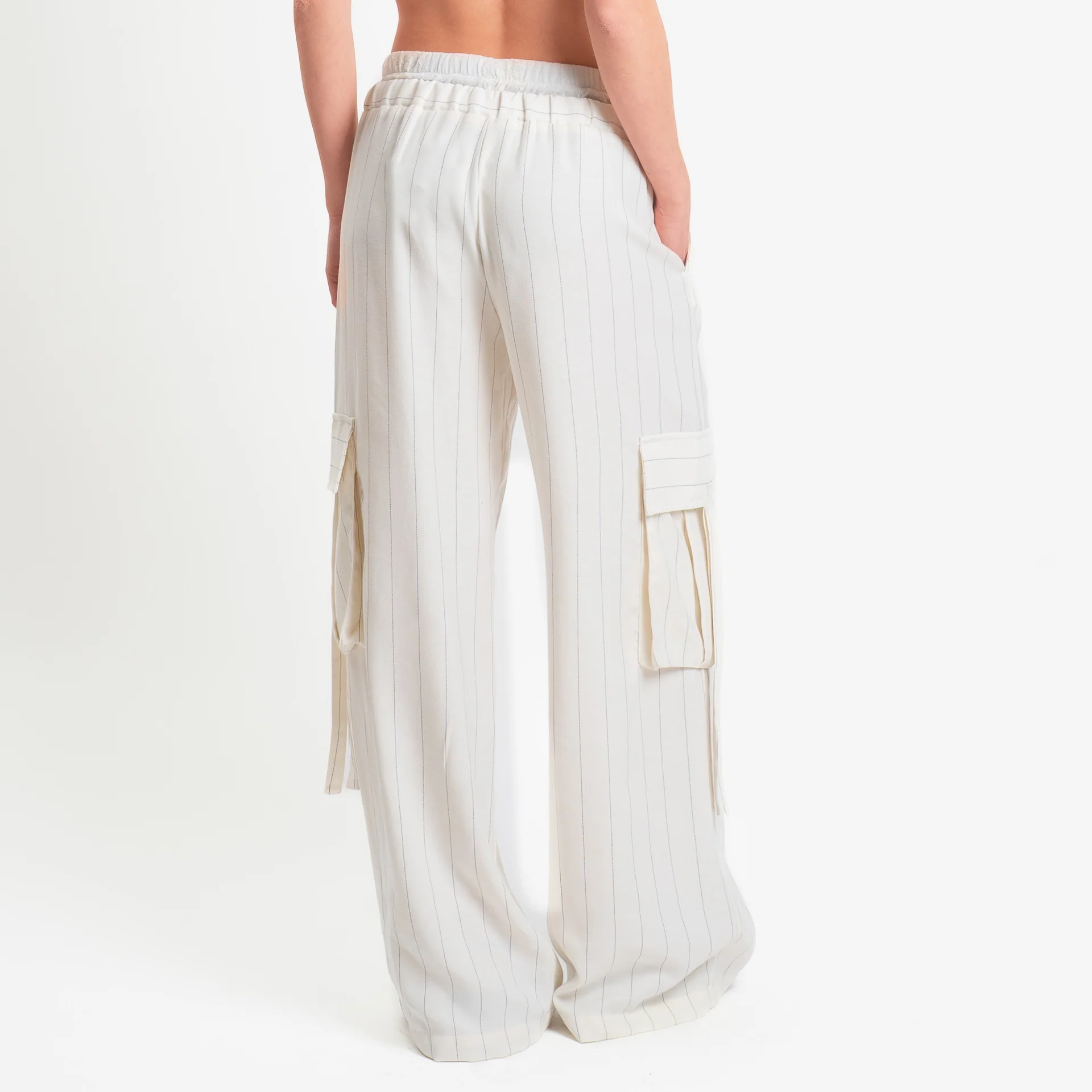 Tensione in-Pantalone cargo gessato - panna - Image 3