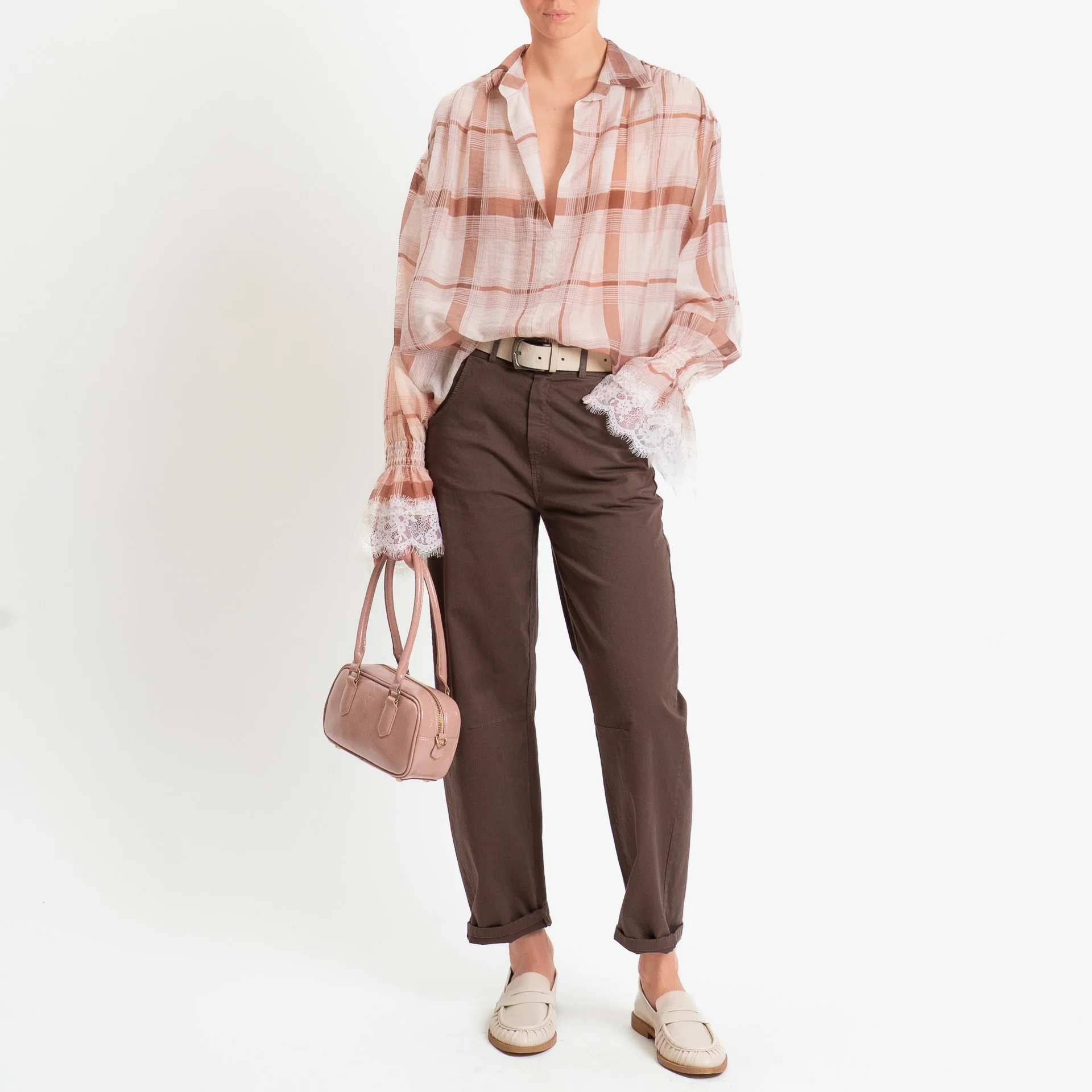 Tensione in-Pantalone barrel fit elastico dietro - caffe'