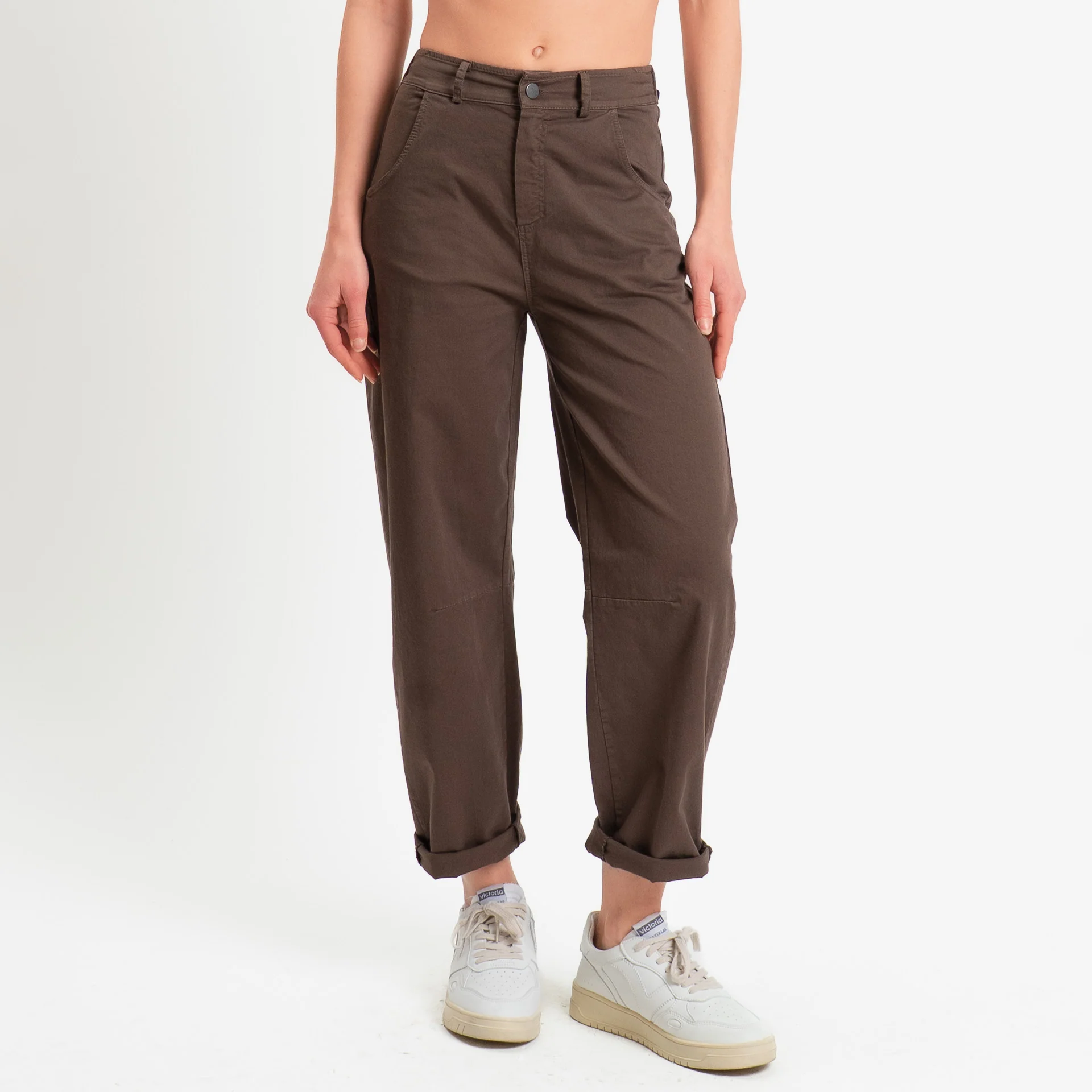 Tensione in-Pantalone barrel fit elastico dietro - caffe' - Image 2