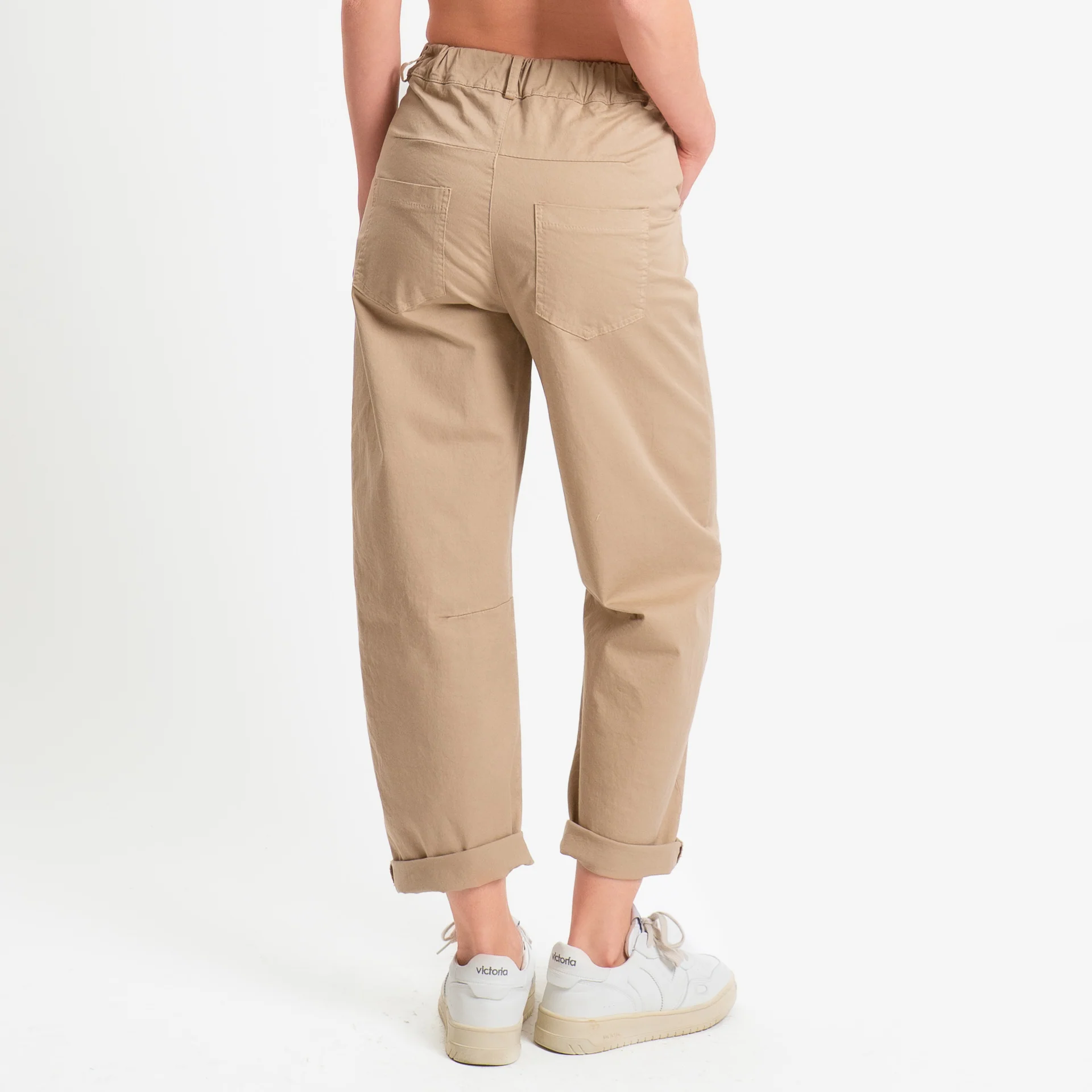 Tensione in-Pantalone barrel fit elastico dietro - sabbia - Image 3