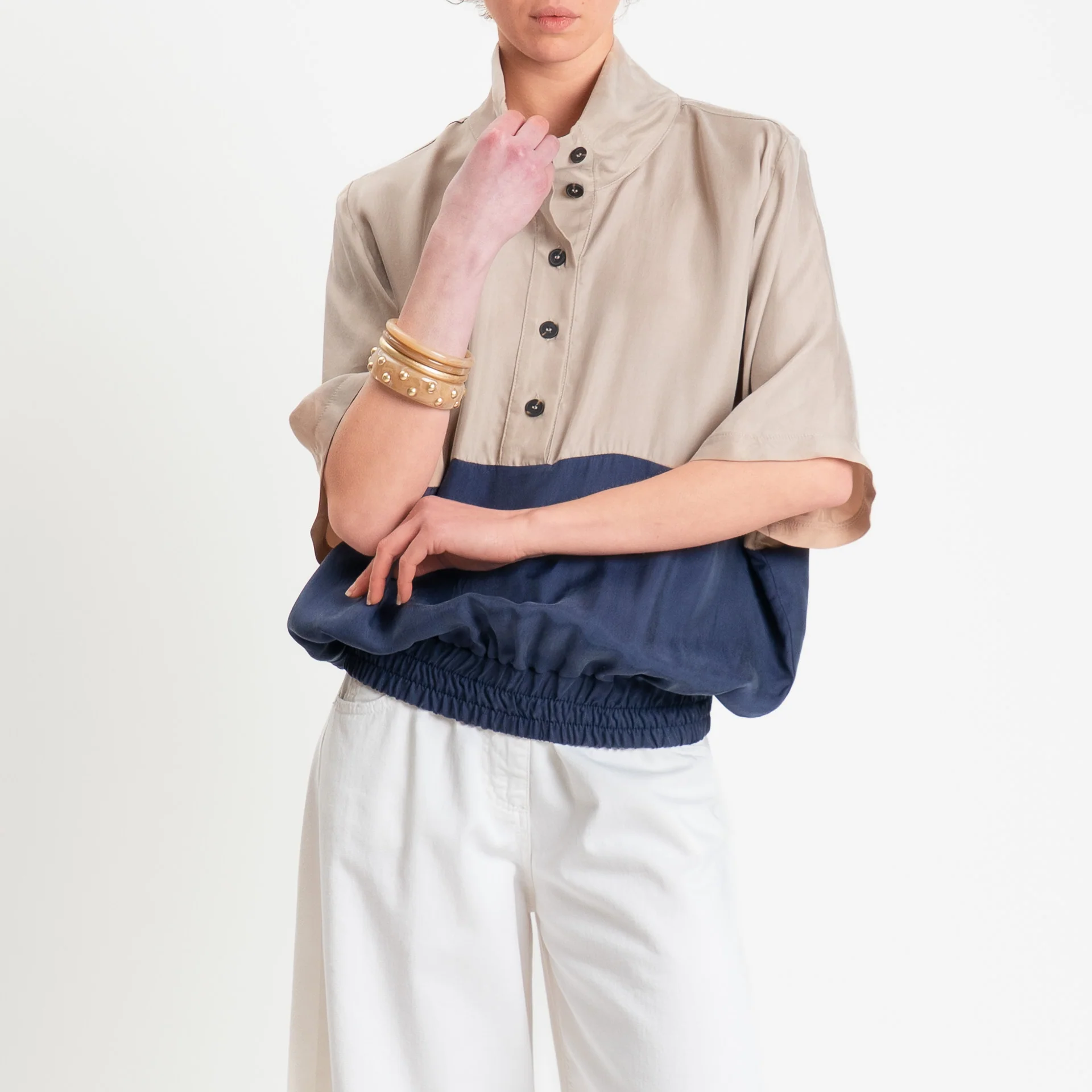 Tensione in-Blusa cupro bicolore - beige/blu - Image 2