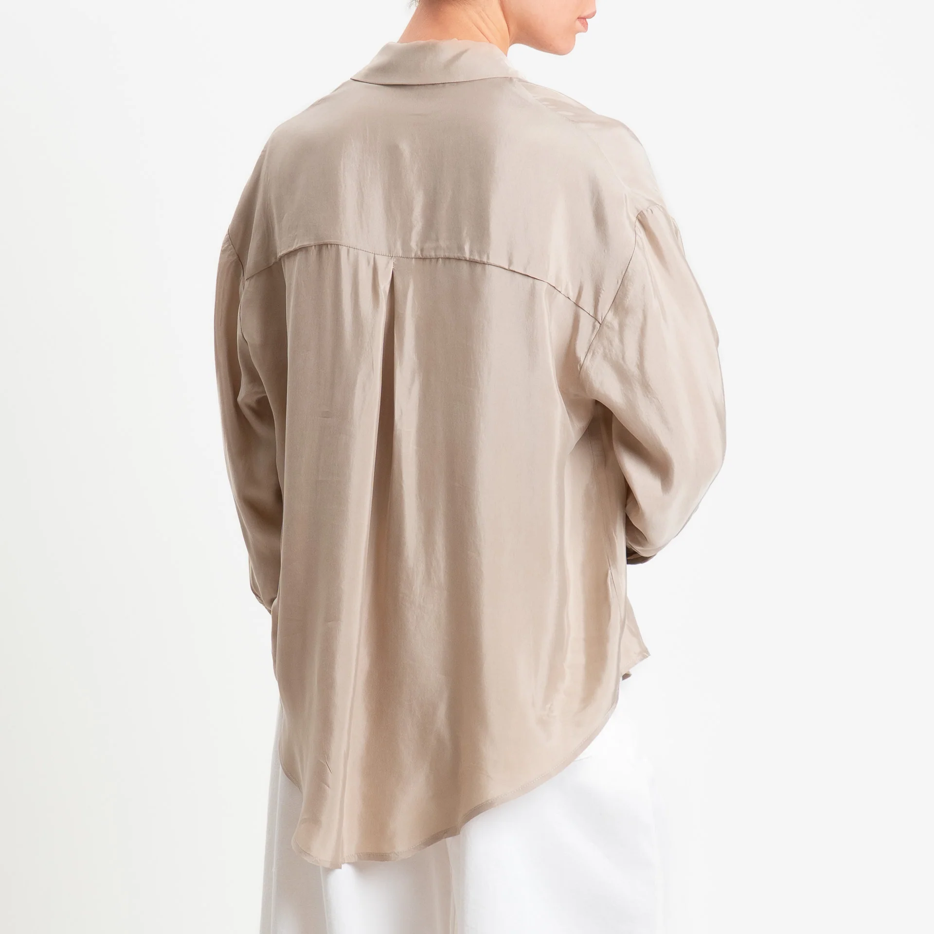 Tensione in-Camicia cupro con taschino - beige - Image 4