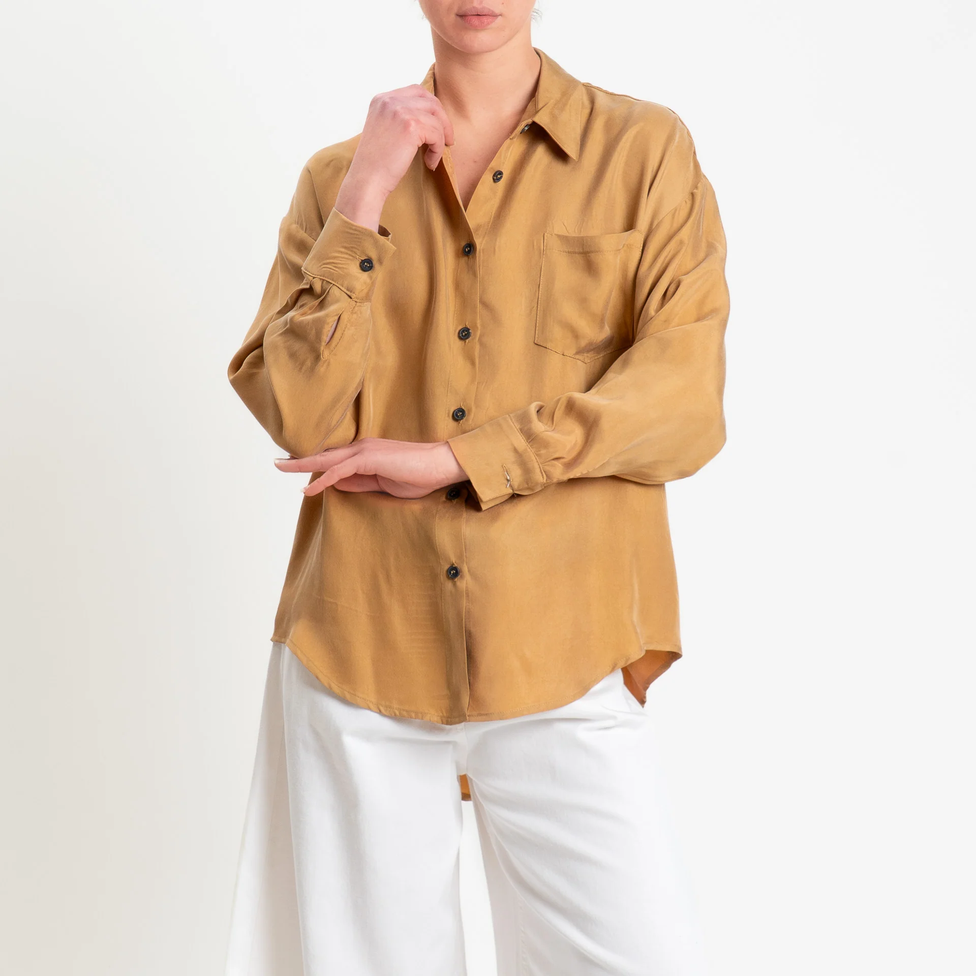 Tensione in-Camicia cupro con taschino - camel - Image 2