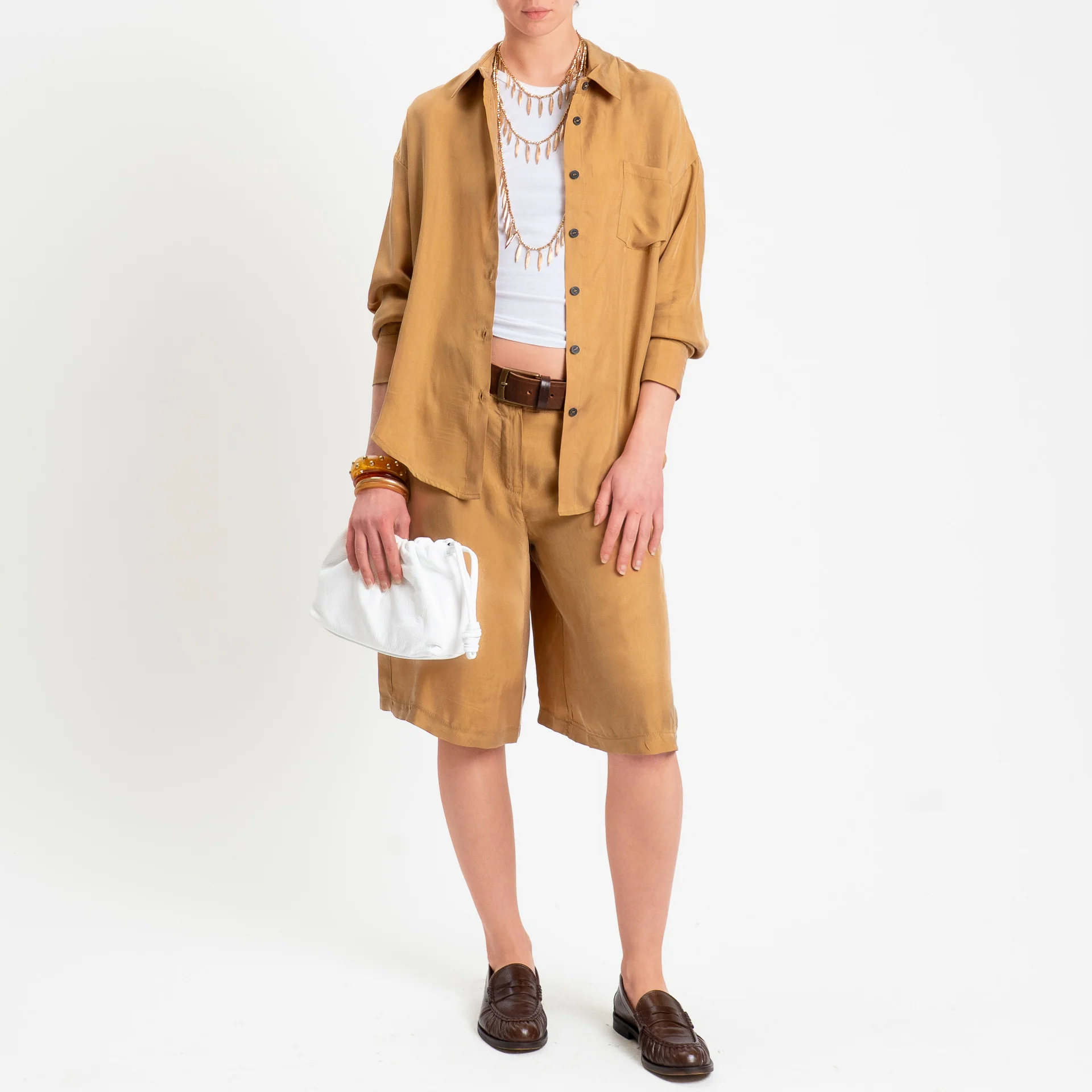 Tensione in-Camicia cupro con taschino - camel - Image 3
