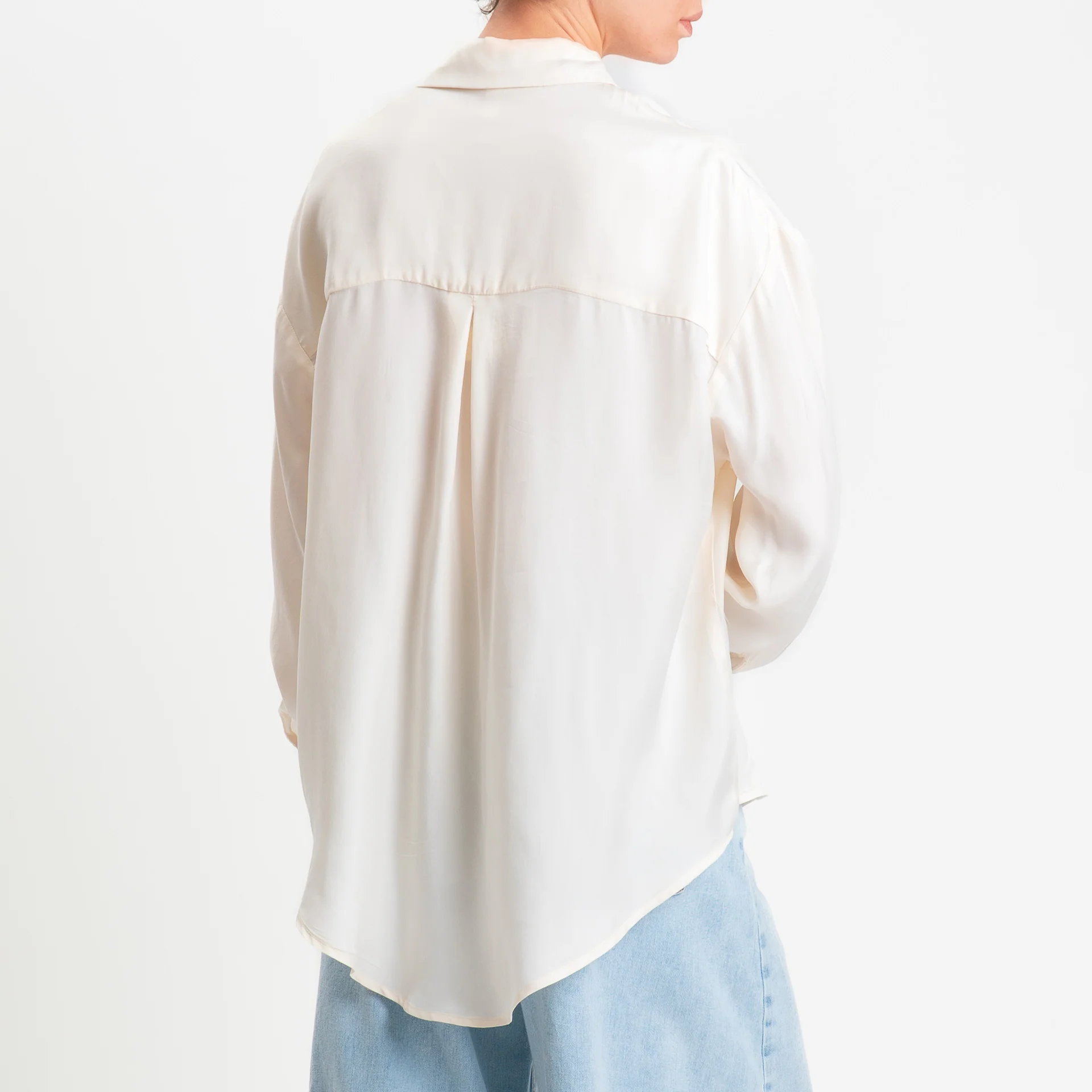 Tensione in-Camicia cupro con taschino - panna - Image 5