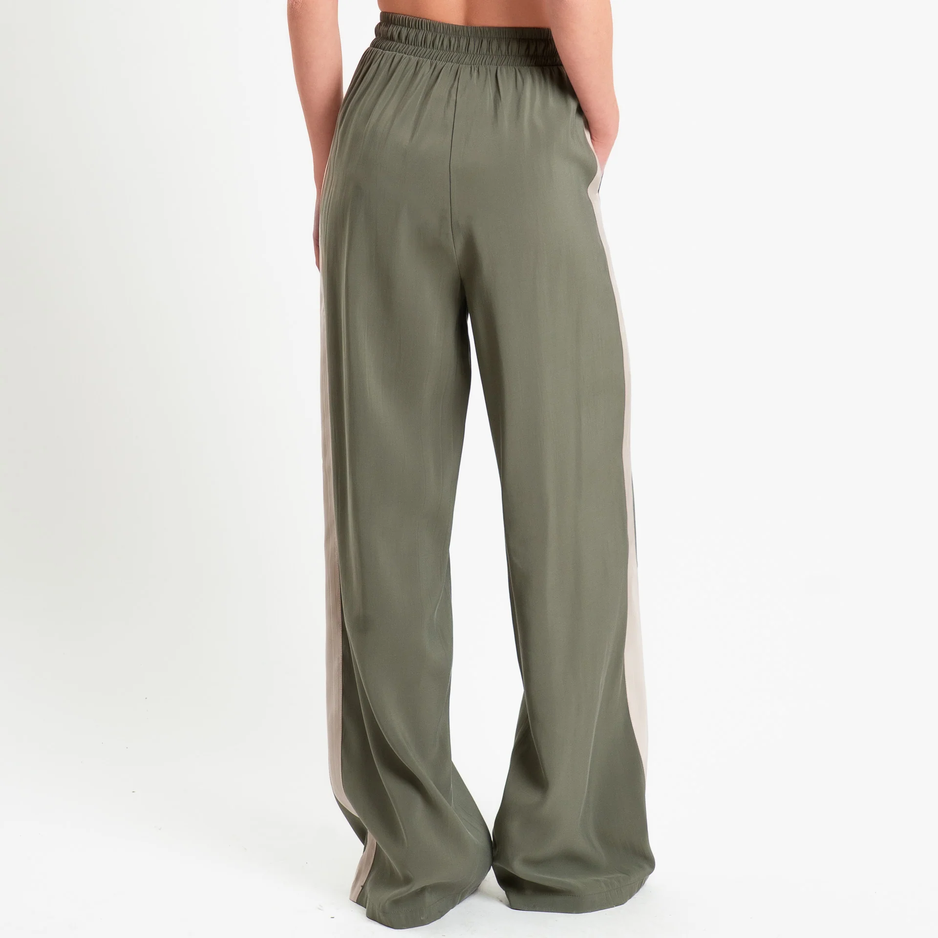 Tensione in-Pantalone cupro bande laterali - militare/gesso - Image 4
