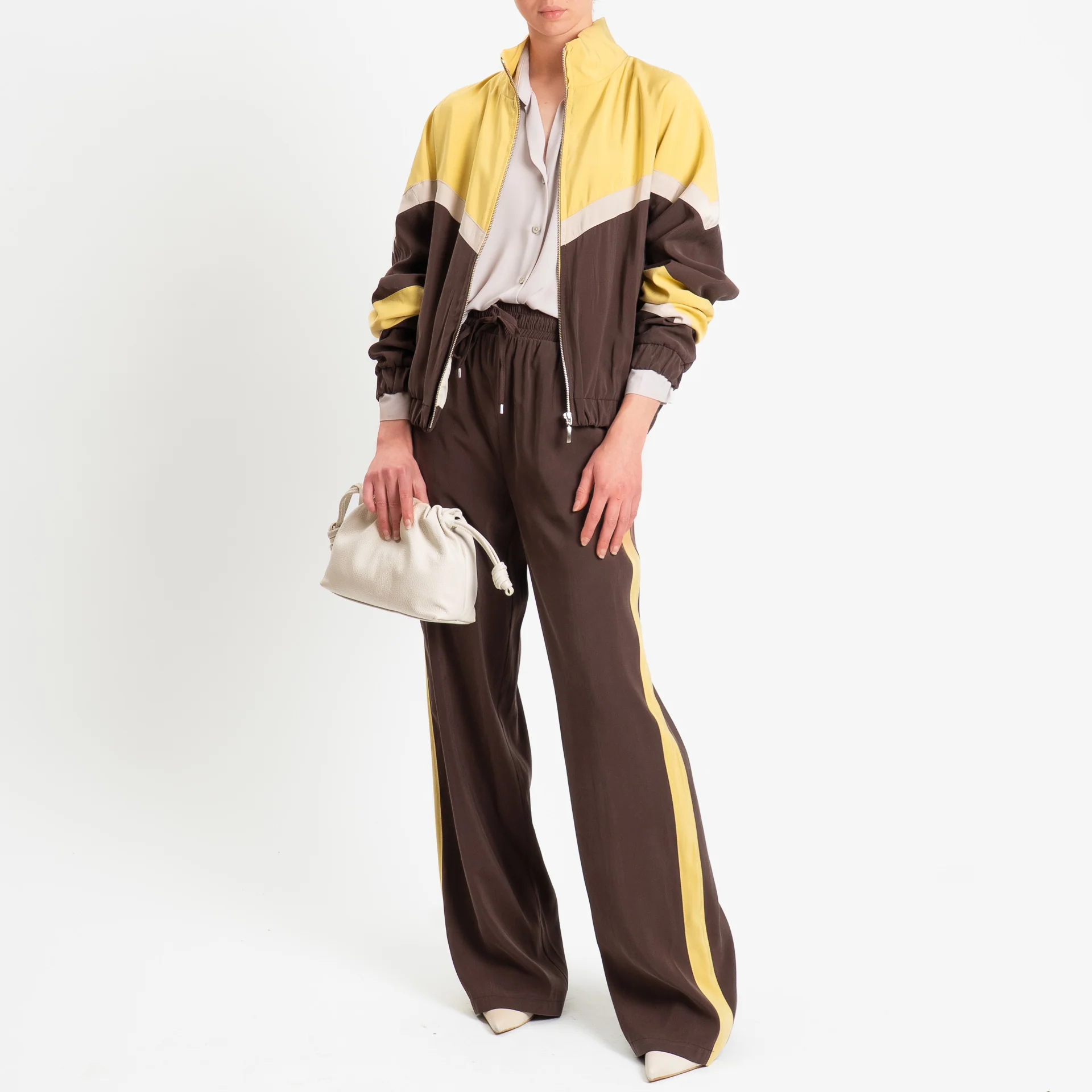 Tensione in-Pantalone cupro bande laterali - moro/giallo - Image 3