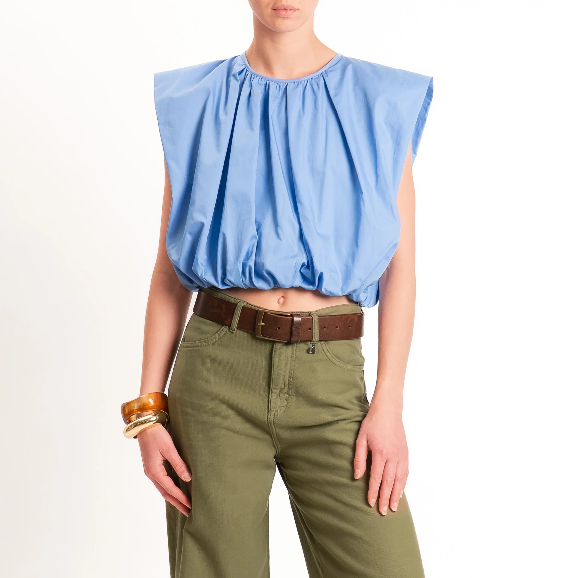 Vicolo-Blusa smanicata elastico in vita - sky - Image 2