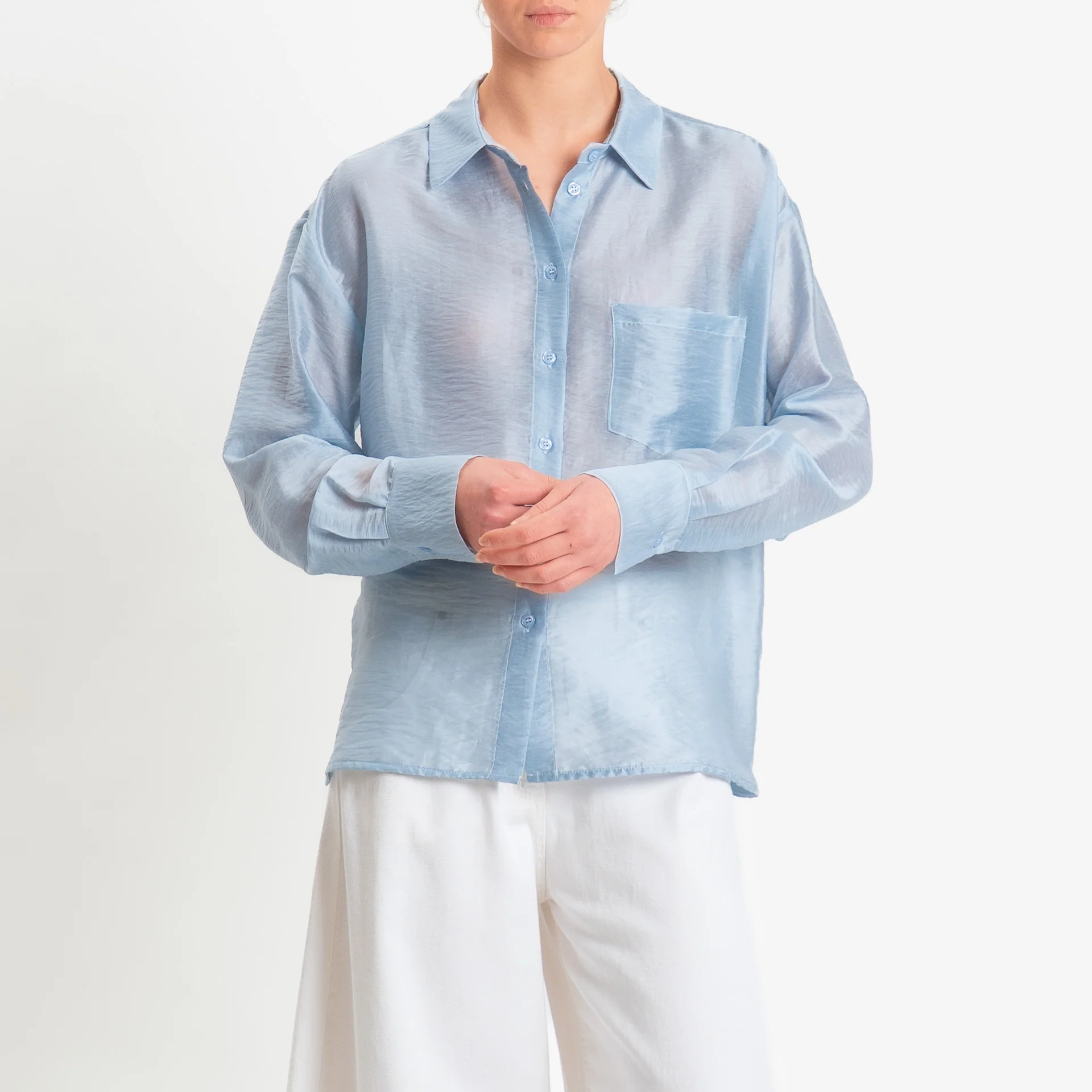 Dixie-Camicia cut out dietro in organza lyocell - sky - Image 2