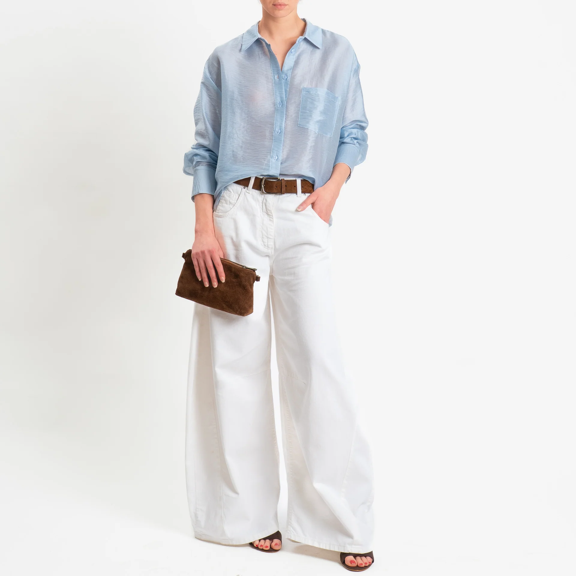 Dixie-Camicia cut out dietro in organza lyocell - sky - Image 3