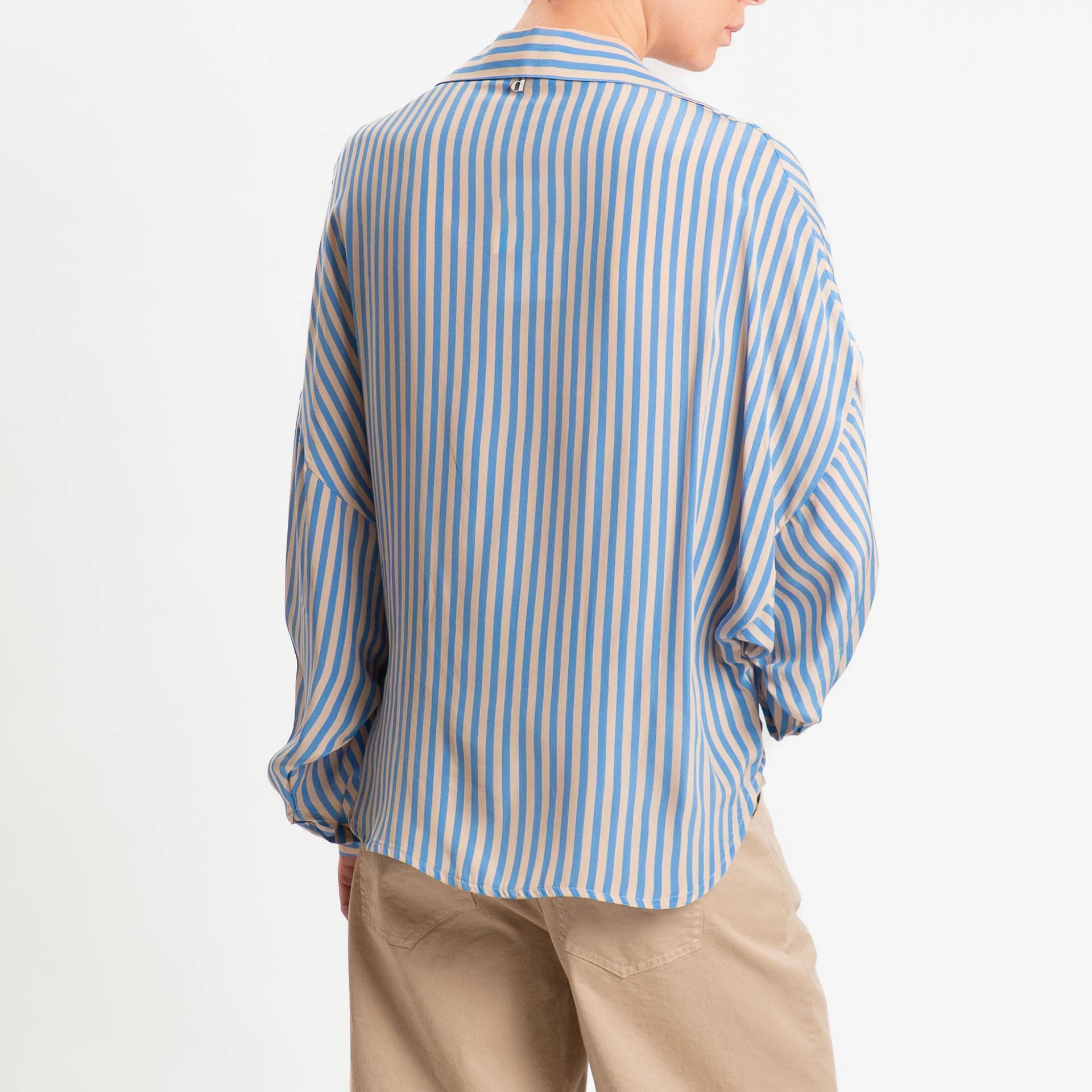 Dixie-Camicia scollo a v a righe allacciatura incrociata - celeste/beige - Image 3