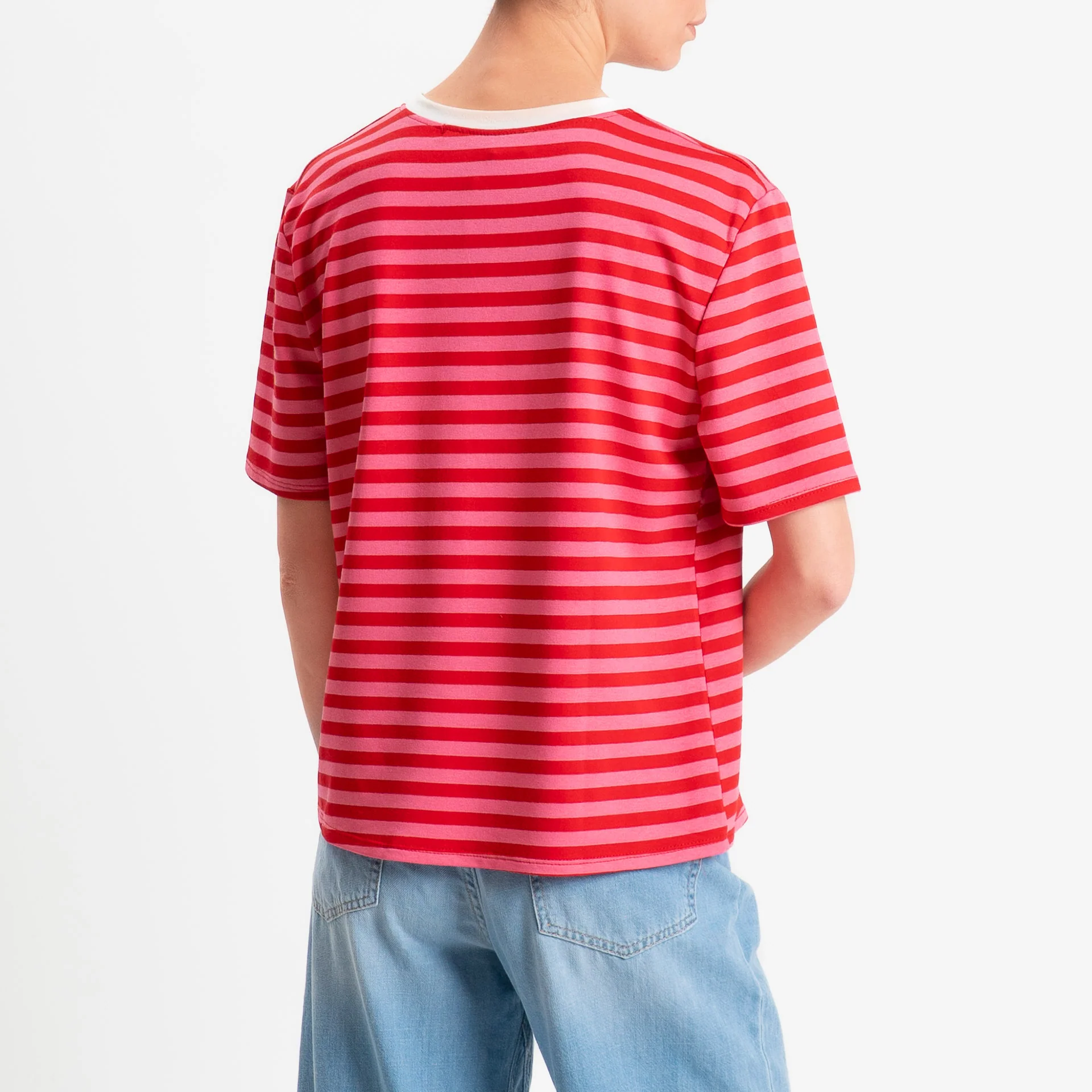 Haveone-T-shirt a righe mezza manica - bianco/cipria/fucsia - Image 3