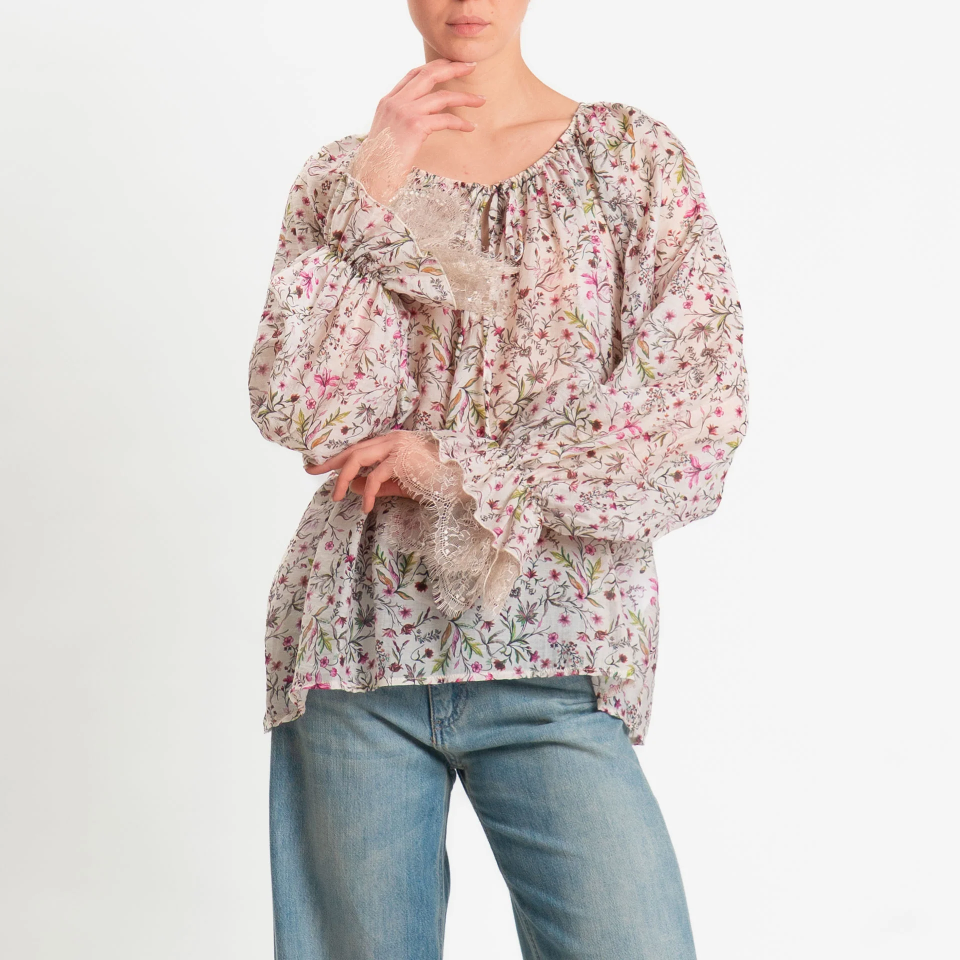 Philia Loft-Blusa tencel fantasia provenzale - burro/ciclamino/verde - Image 2
