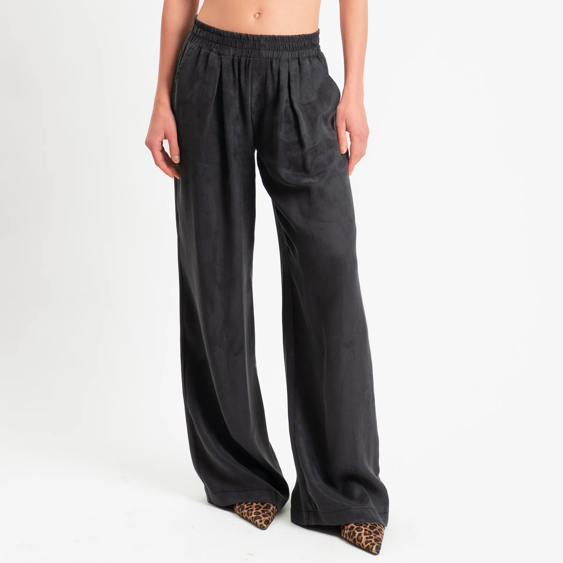 Zeroassoluto-Pantalone wide leg cupro lyocell fibra naturale - lavagna - Image 2