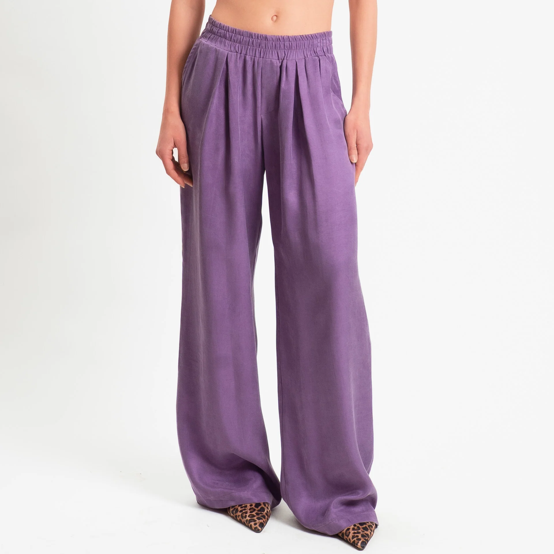 Zeroassoluto-Pantalone wide leg cupro lyocell fibra naturale - lavanda - Image 2