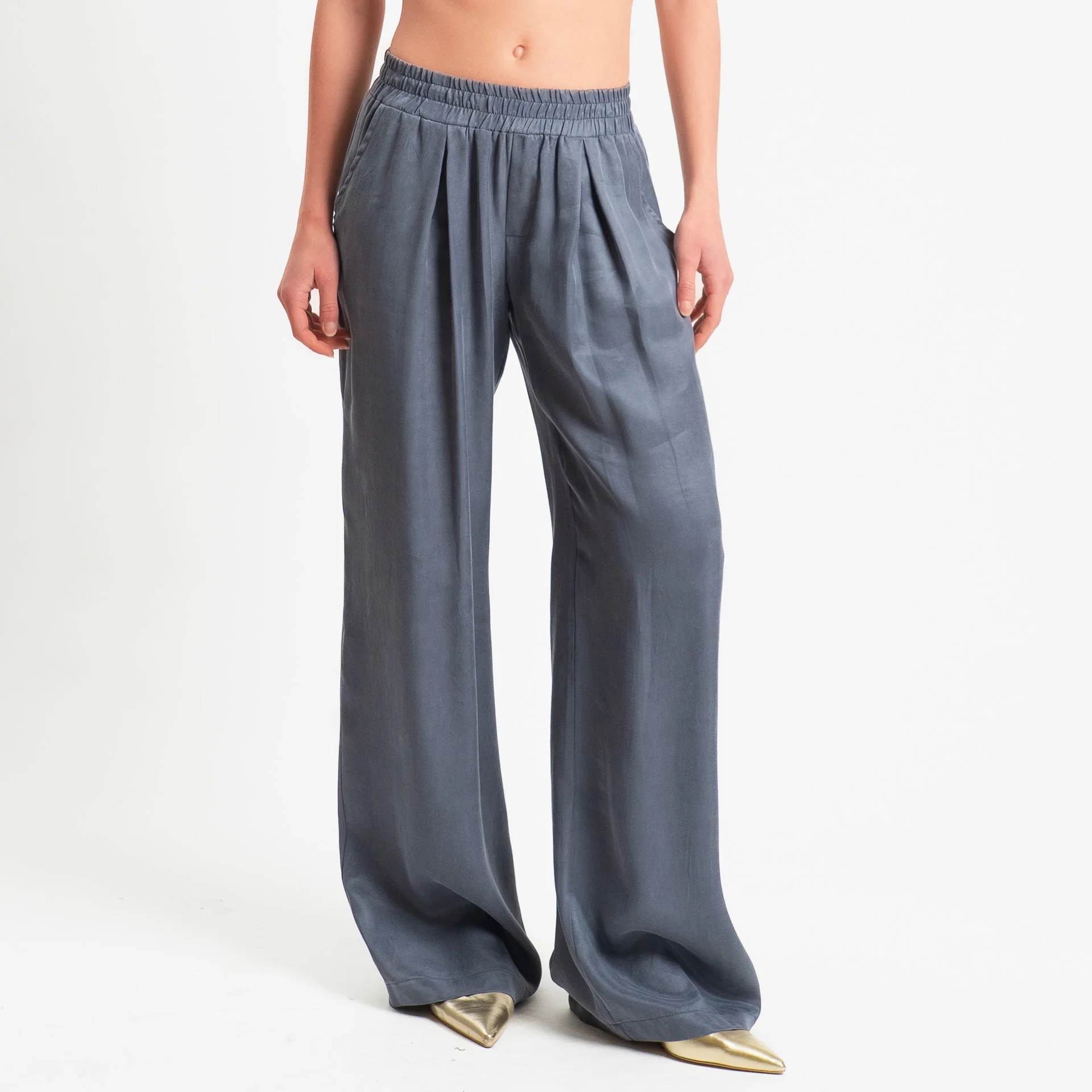 Zeroassoluto-Pantalone wide leg cupro lyocell fibra naturale - piombo - Image 2