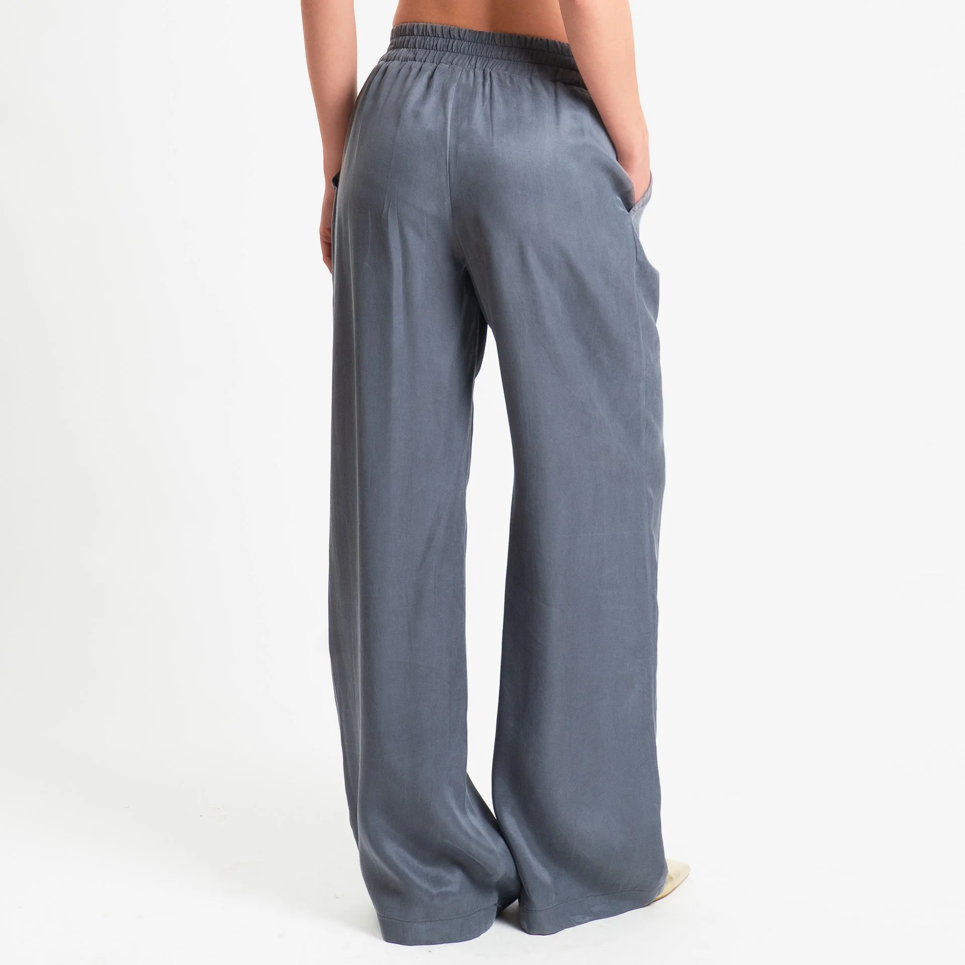 Zeroassoluto-Pantalone wide leg cupro lyocell fibra naturale - piombo - Image 5