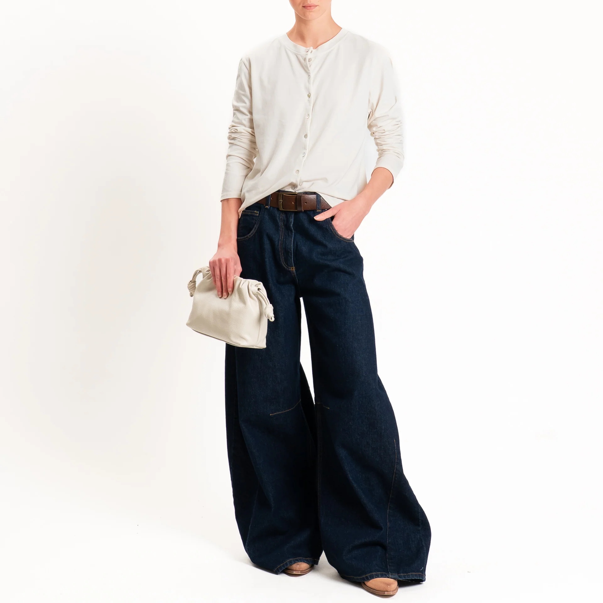 Tensione in-T-shirt rebecchina in jersey - burro