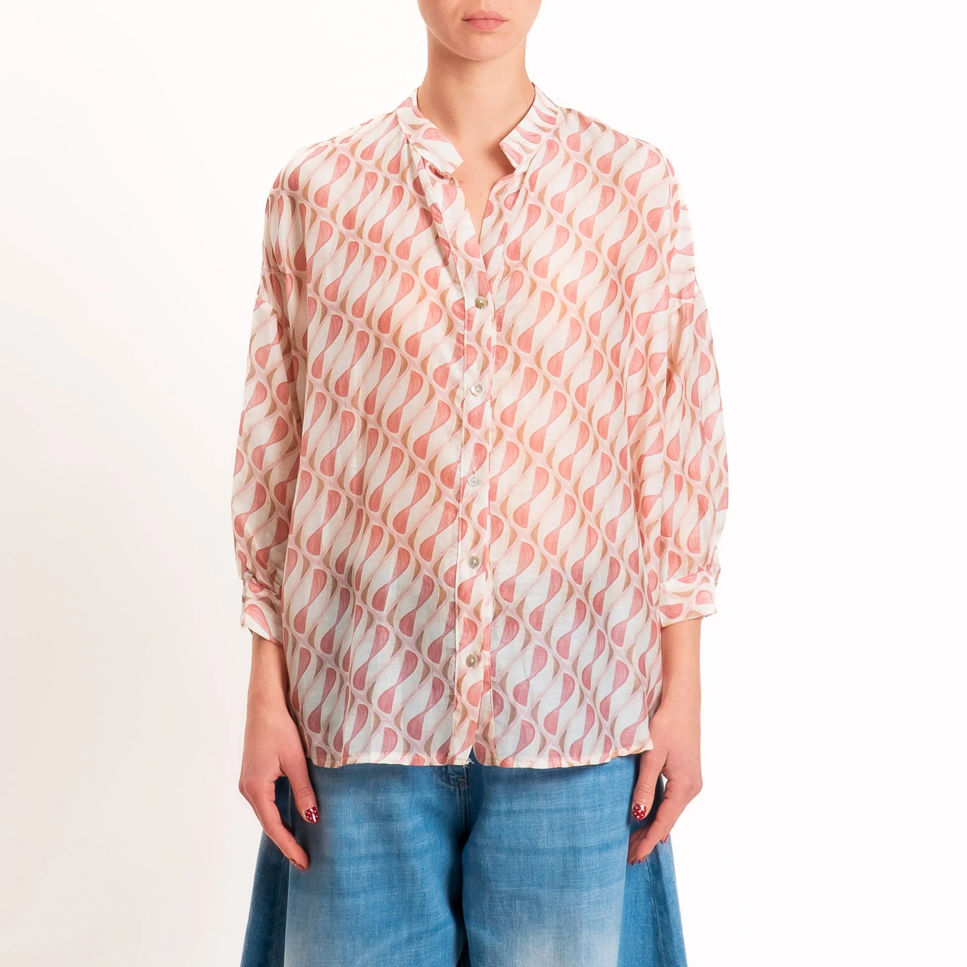 Zeroassoluto-Camicia MAIA mussola seta/cotone - optical burro/pink - Image 2