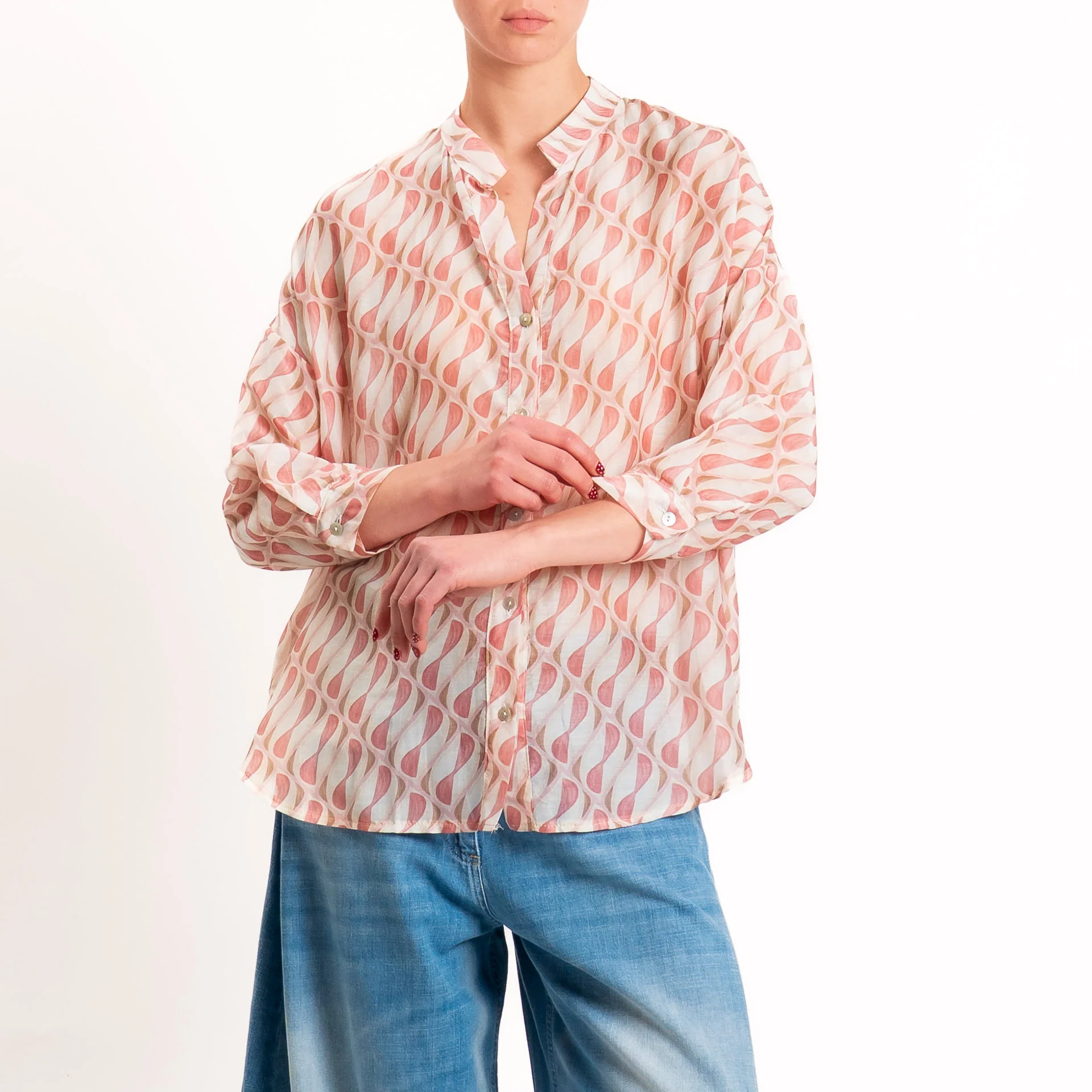 Zeroassoluto-Camicia MAIA mussola seta/cotone - optical burro/pink - Image 3