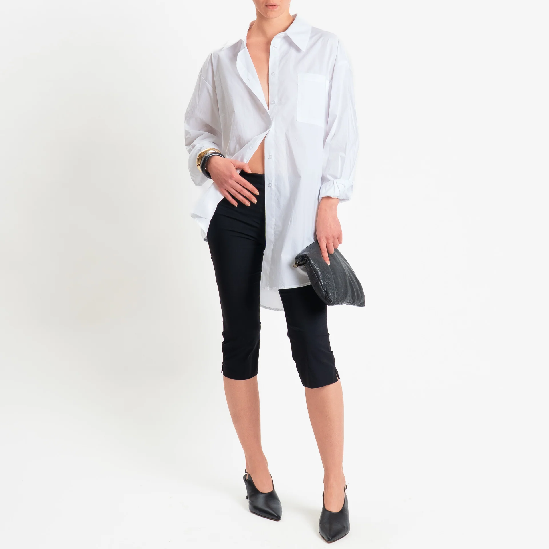 Tensione in-Pantalone capri elastico in vita - nero