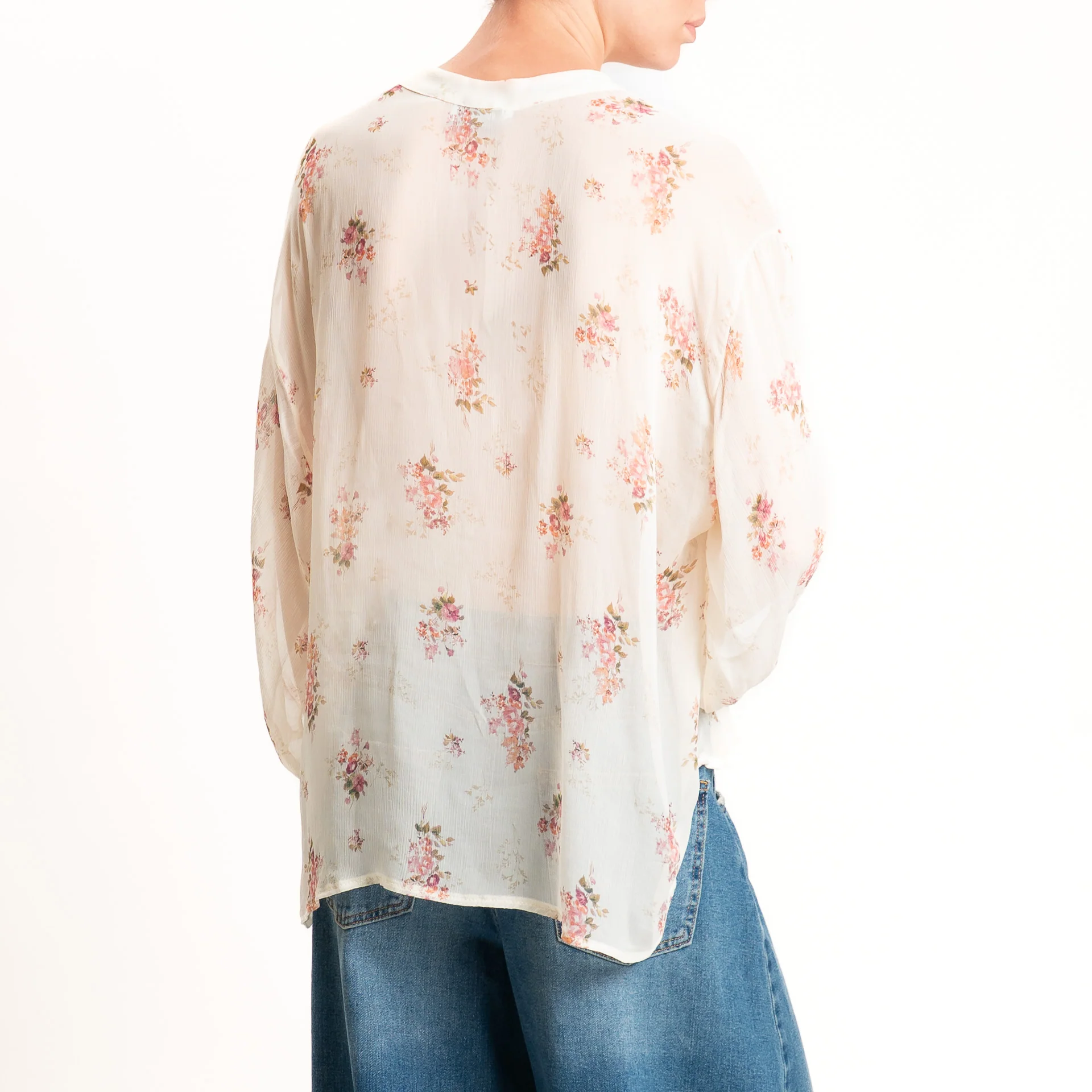 Motel-Camicia georgette fantasia provenzale - burro/rosa/militare - Image 3