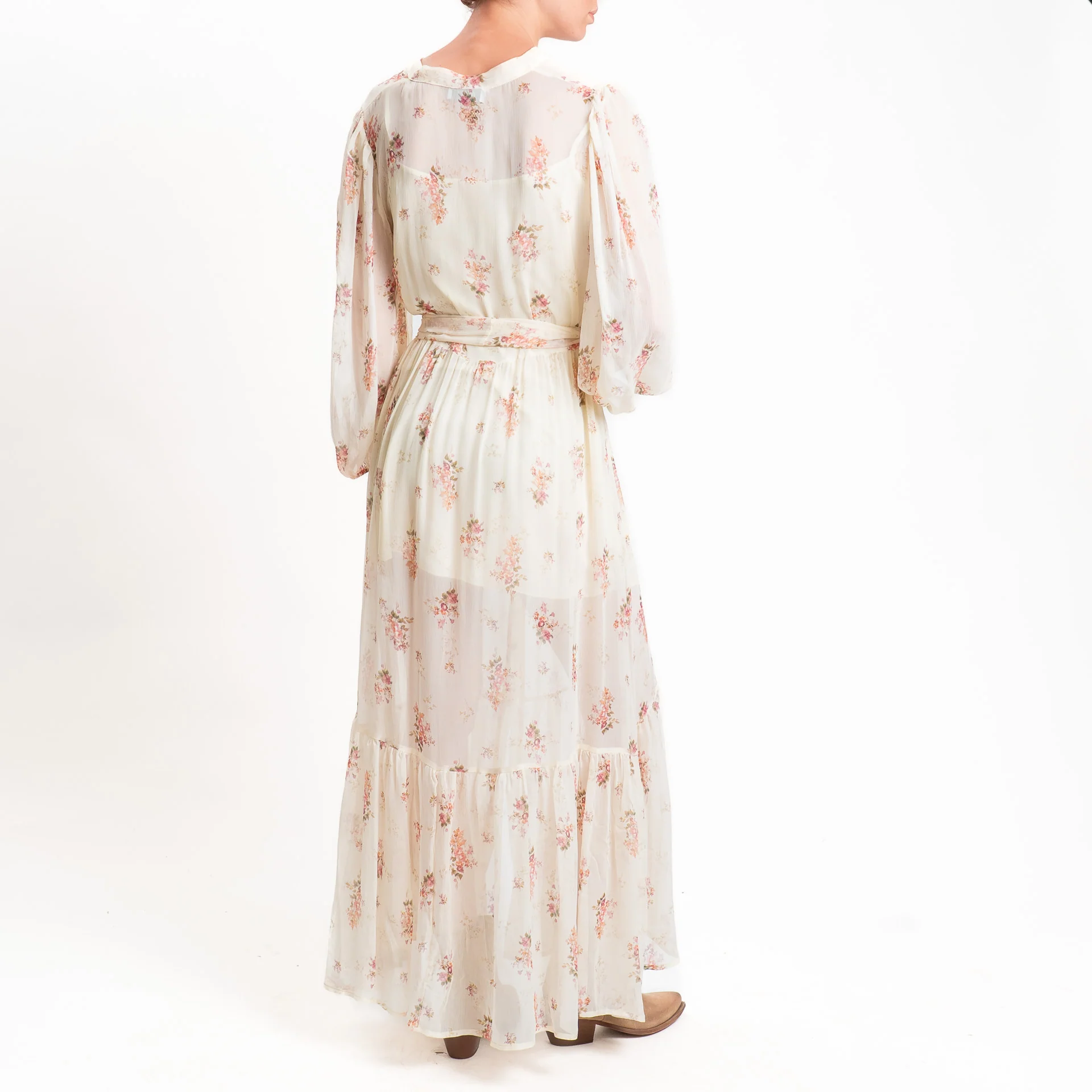 Motel-Chemisier georgette fantasia provenzale - burro/rosa/militare - Image 3