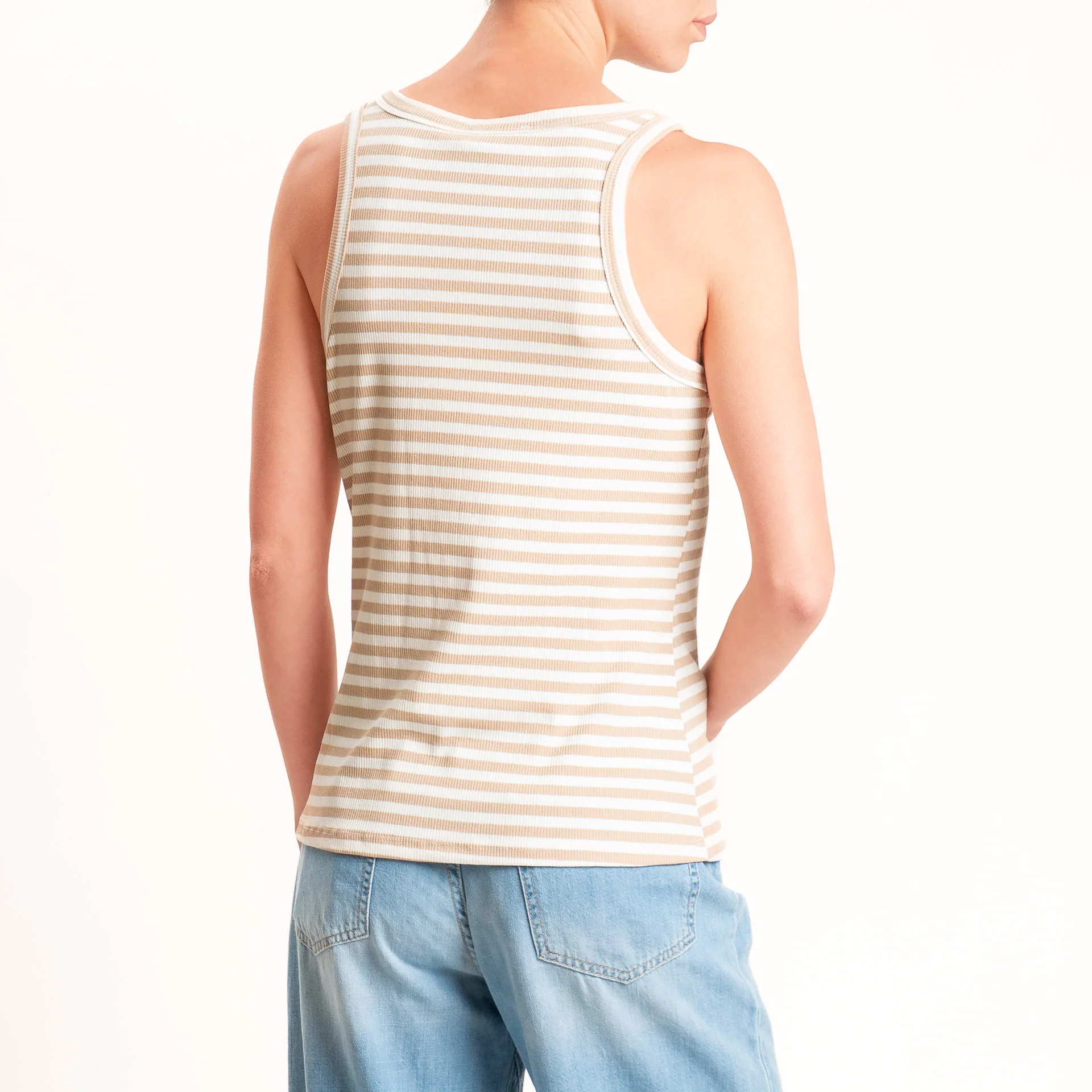 Motel-Top righe a costine elasticizzato - panna/beige - Image 3
