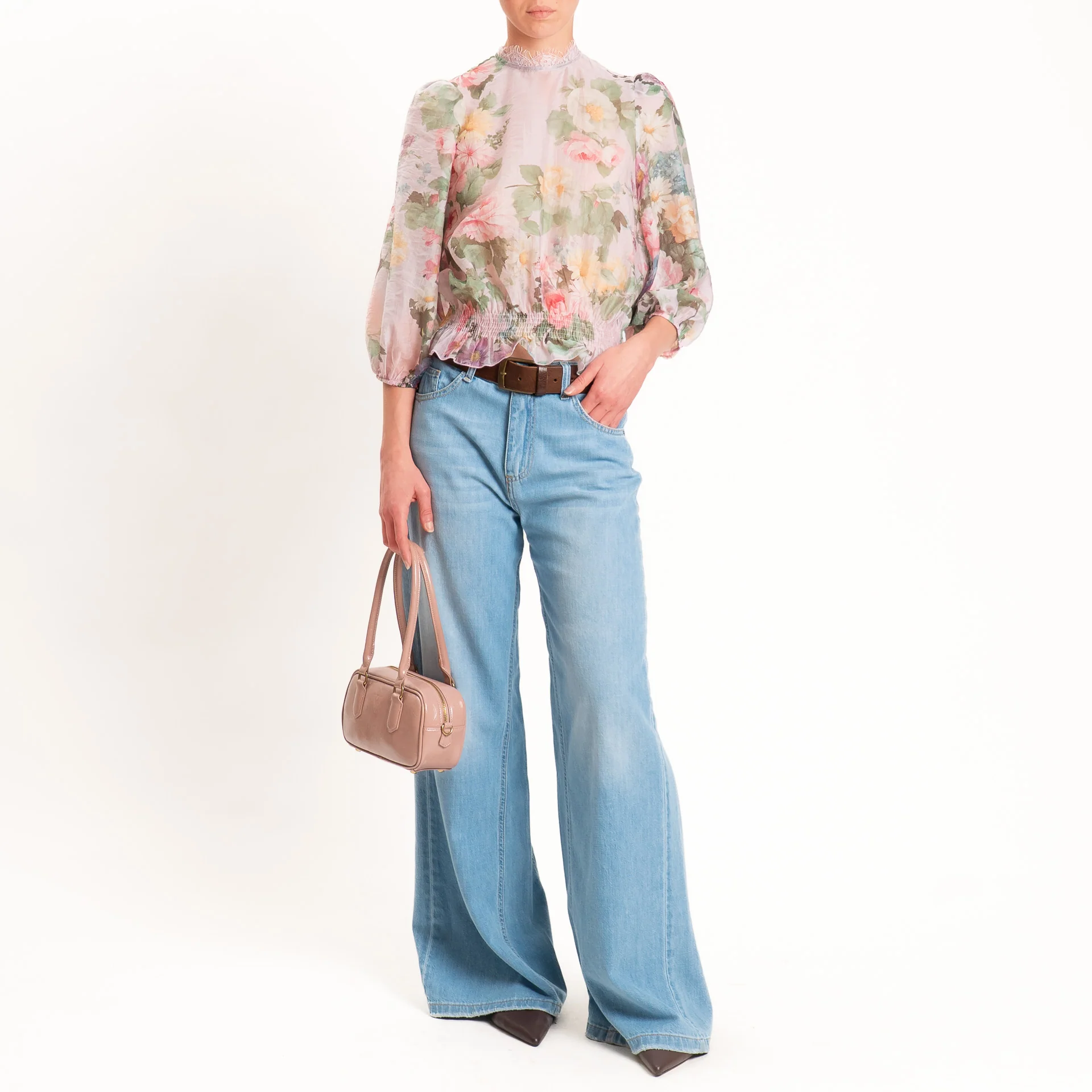 Tensione in-Blusa mussola fantasia floreale - rosa/giallo/verde