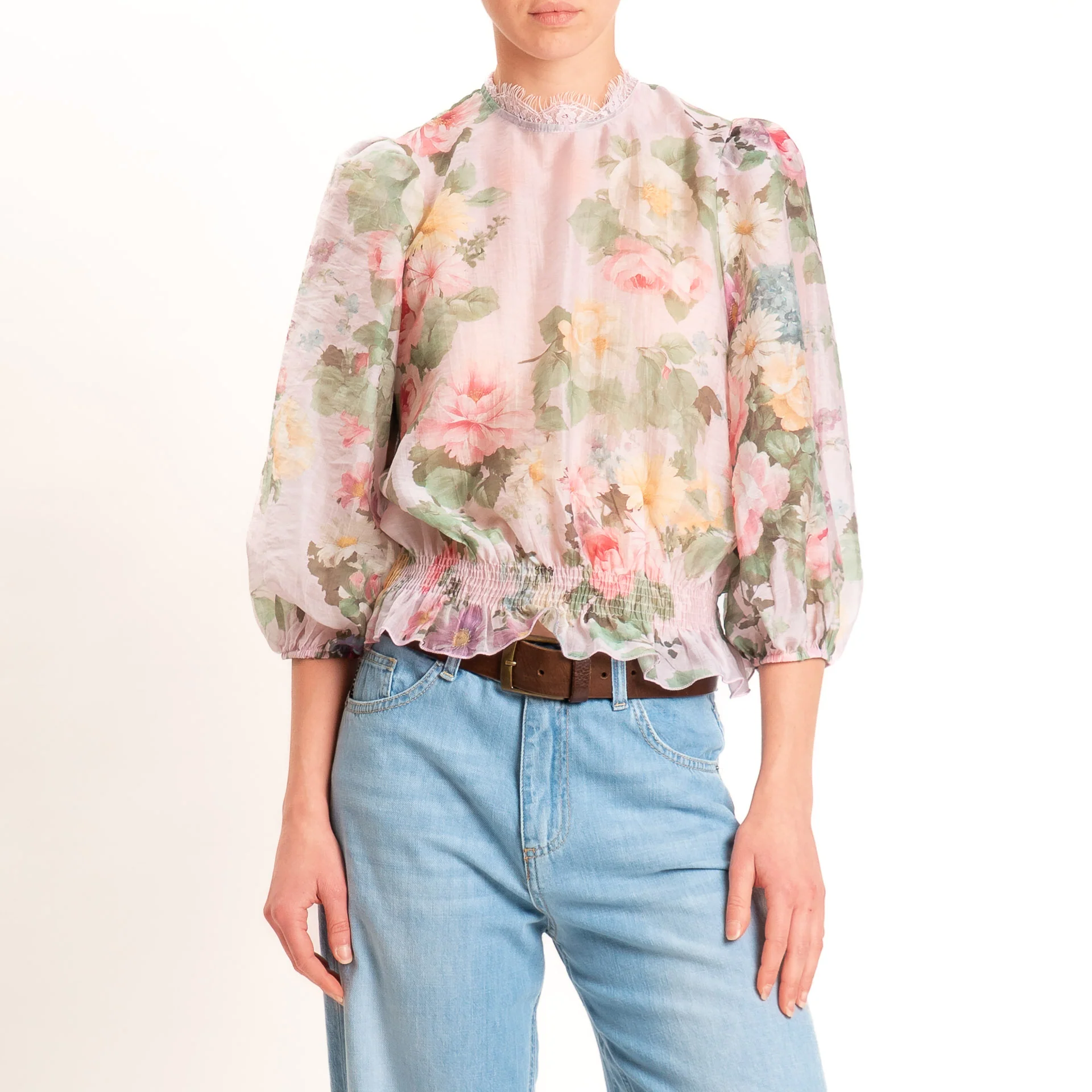 Tensione in-Blusa mussola fantasia floreale - rosa/giallo/verde - Image 2