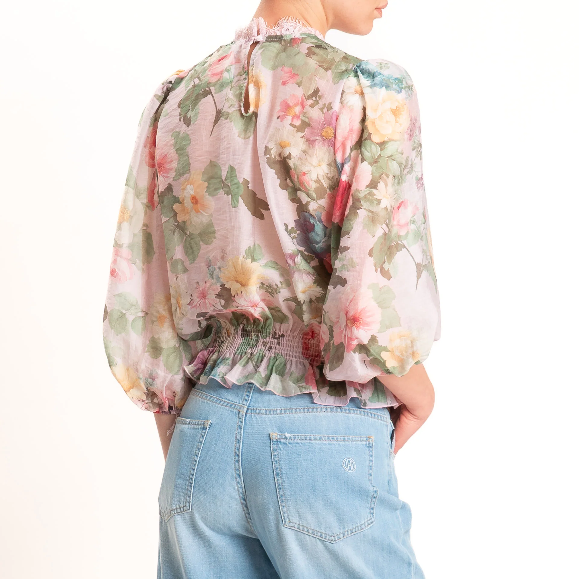 Tensione in-Blusa mussola fantasia floreale - rosa/giallo/verde - Image 3