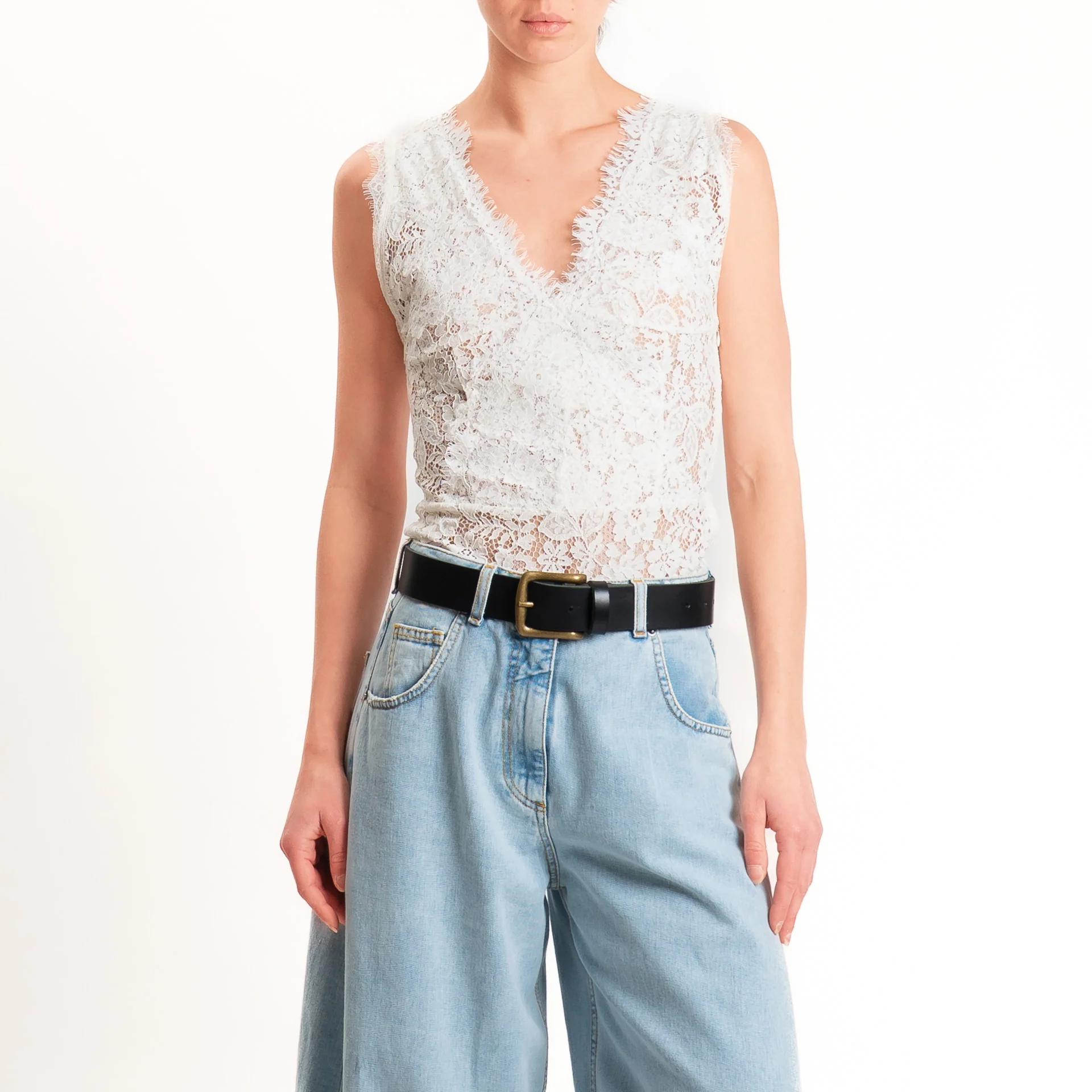 Tensione in-Body in pizzo scollo v - panna - Image 2