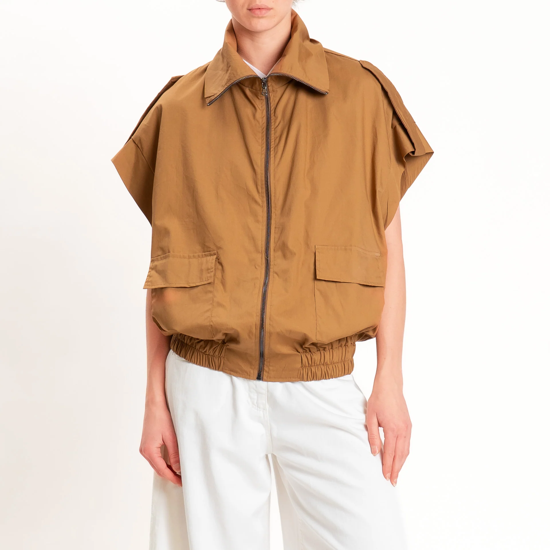 Vicolo-Bomber smanicato in cotone - tabacco - Image 2