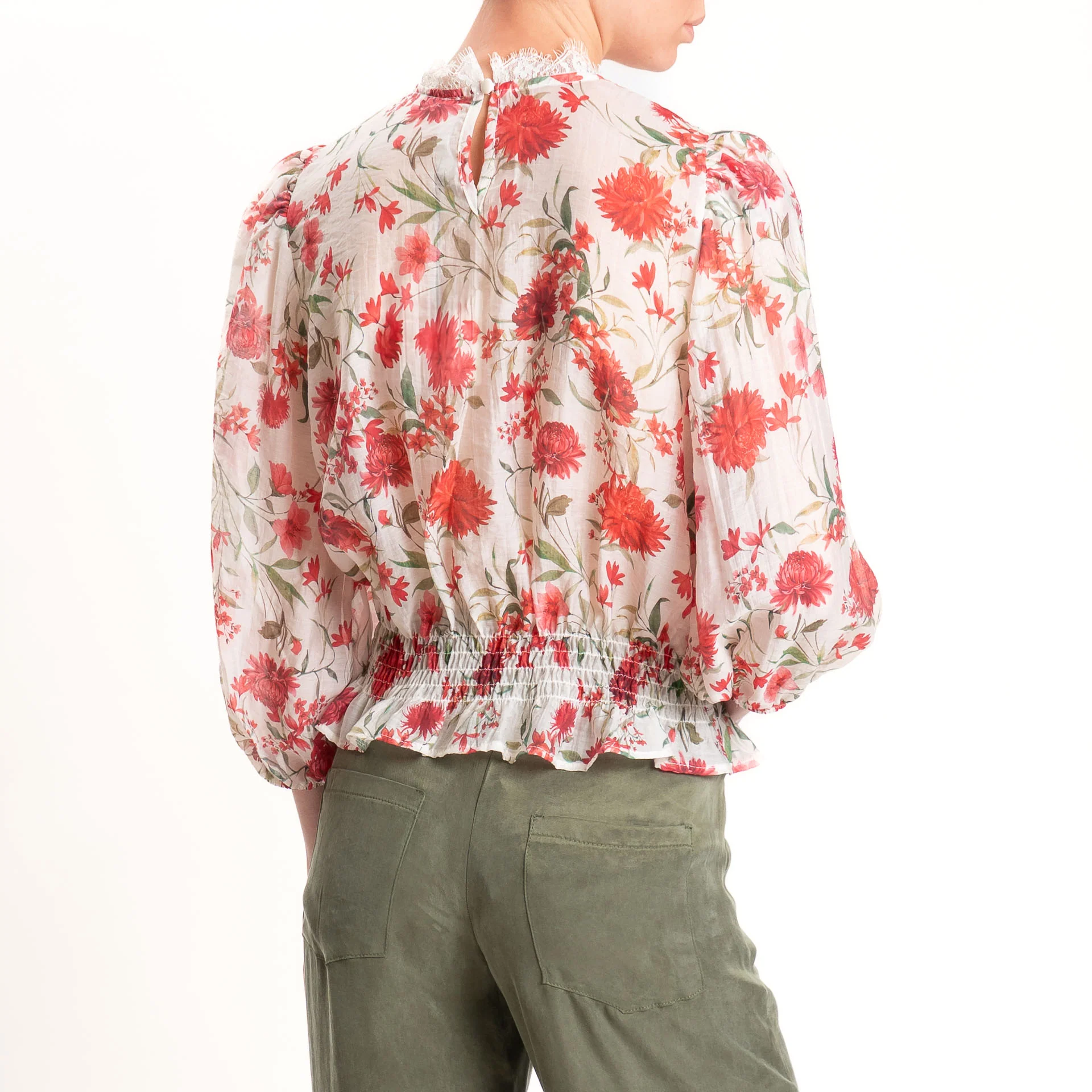 Tensione in-Blusa mussola fantasia floreale - burro/rosso/verde - Image 3
