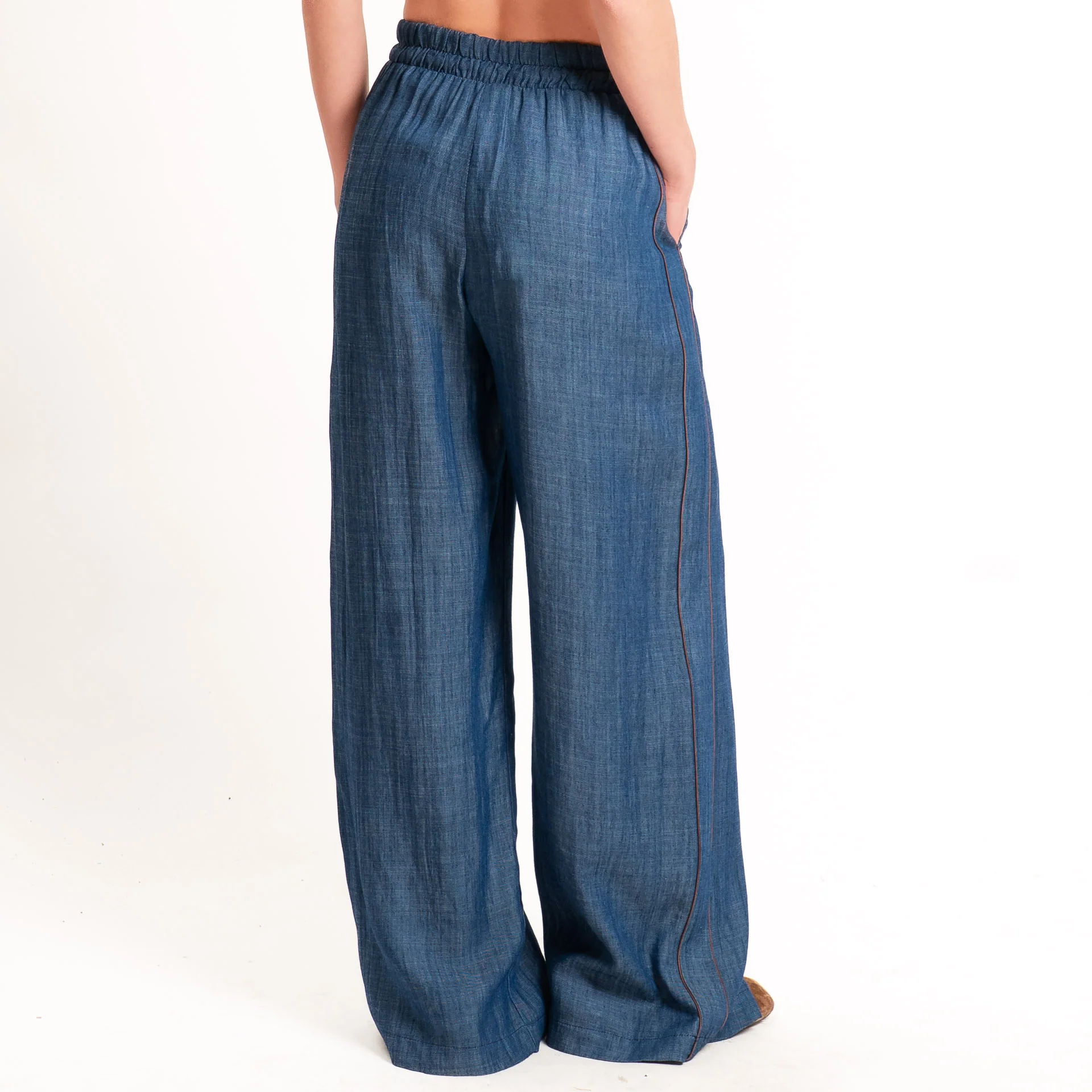 Tensione in-Pantalone wide leg chambray tencel/lino - denim - Image 6