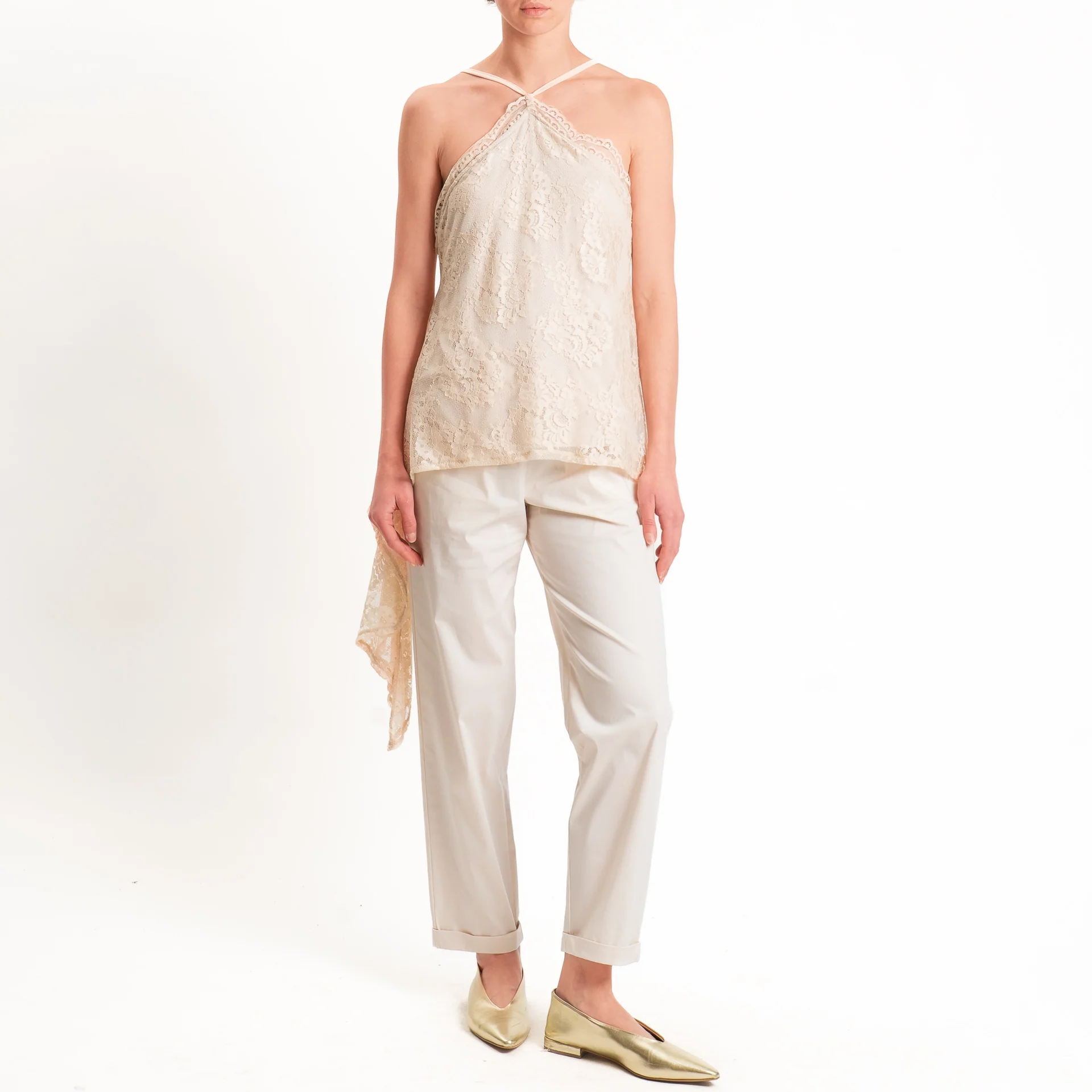 Haveone-Top asimmetrico in pizzo - beige - Image 4