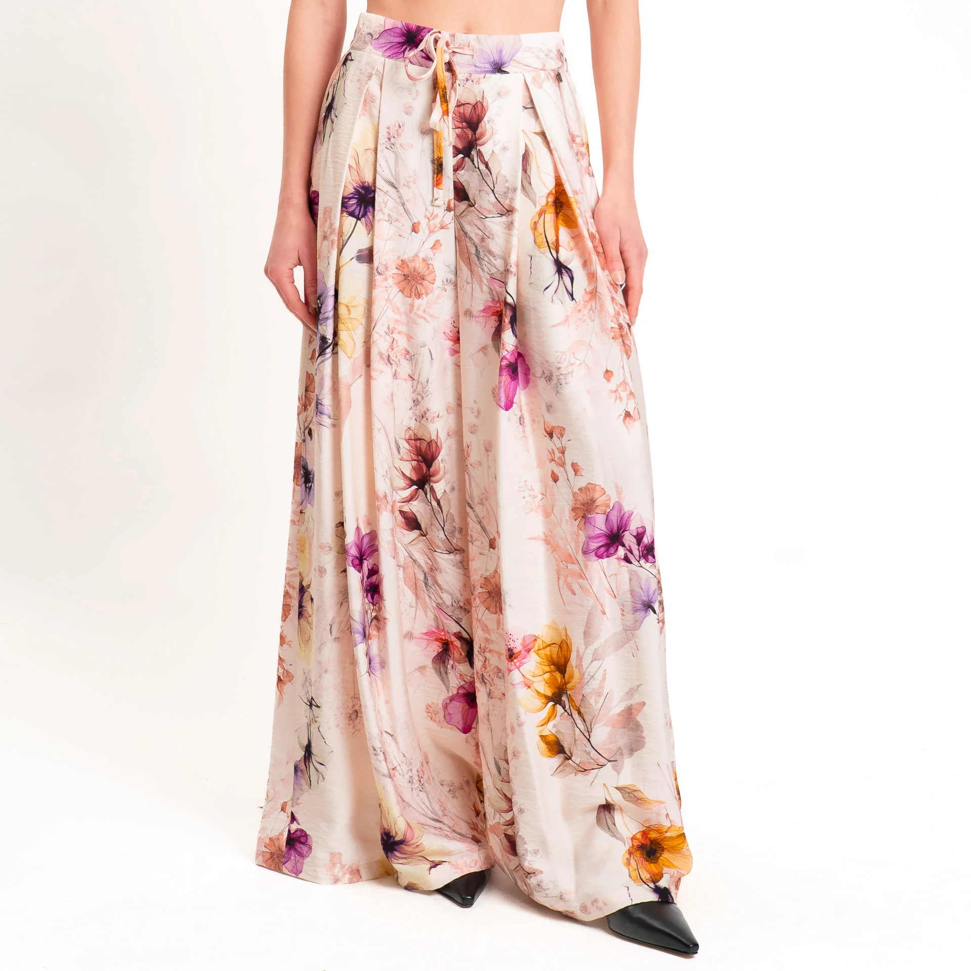 Dixie-Pantalone wide leg fantasia floreale - cipria/fucsia/crema - Image 2