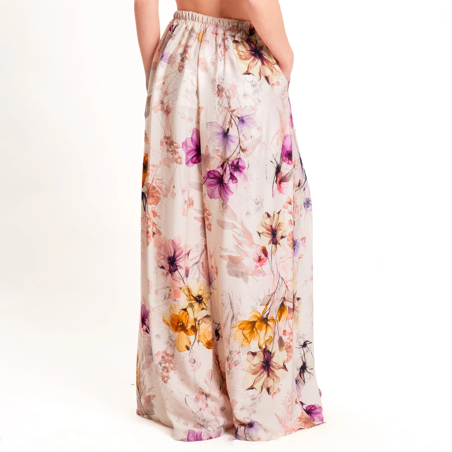 Dixie-Pantalone wide leg fantasia floreale - cipria/fucsia/crema - Image 3