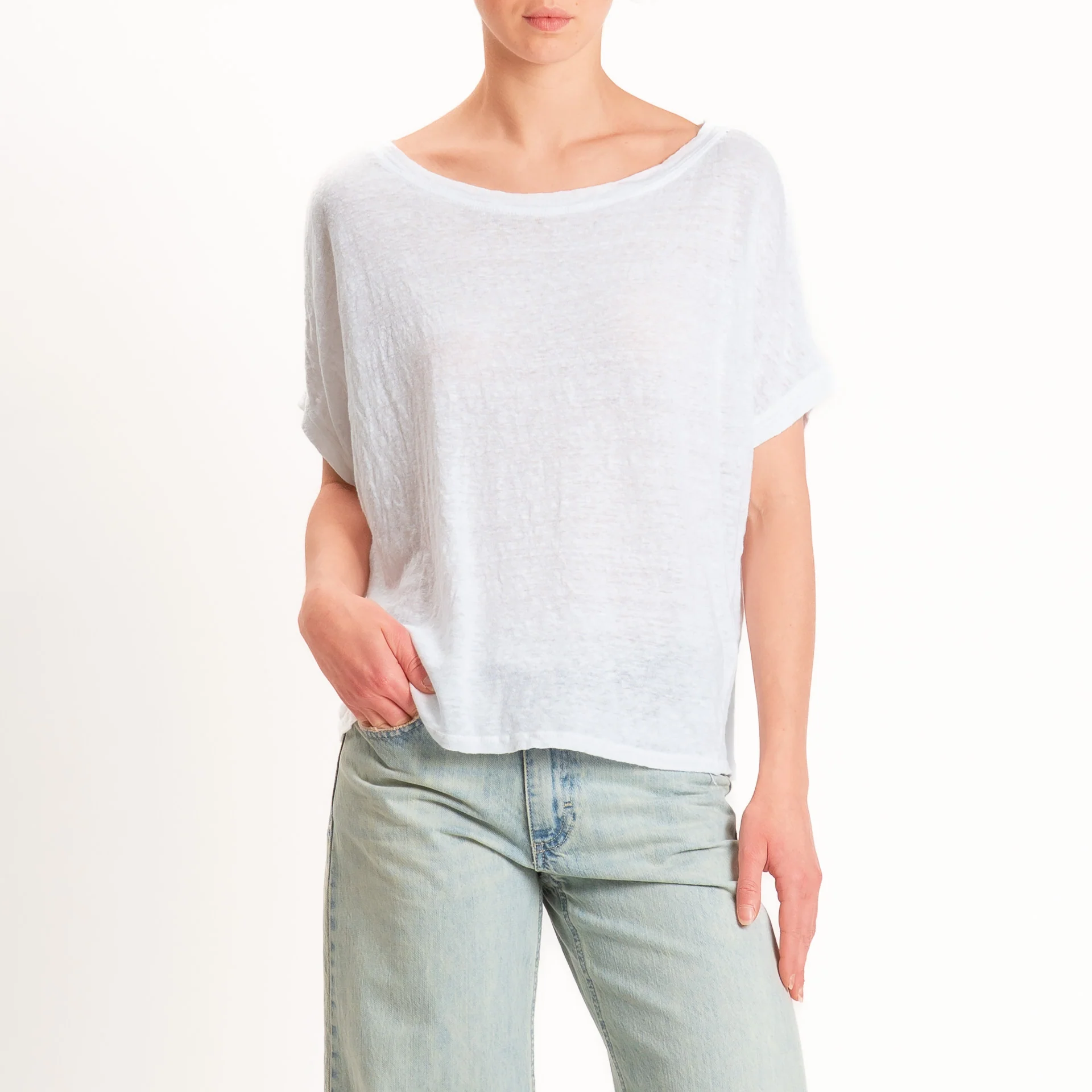 Zeroassoluto-T-shirt scatola 100% LINO - bianco