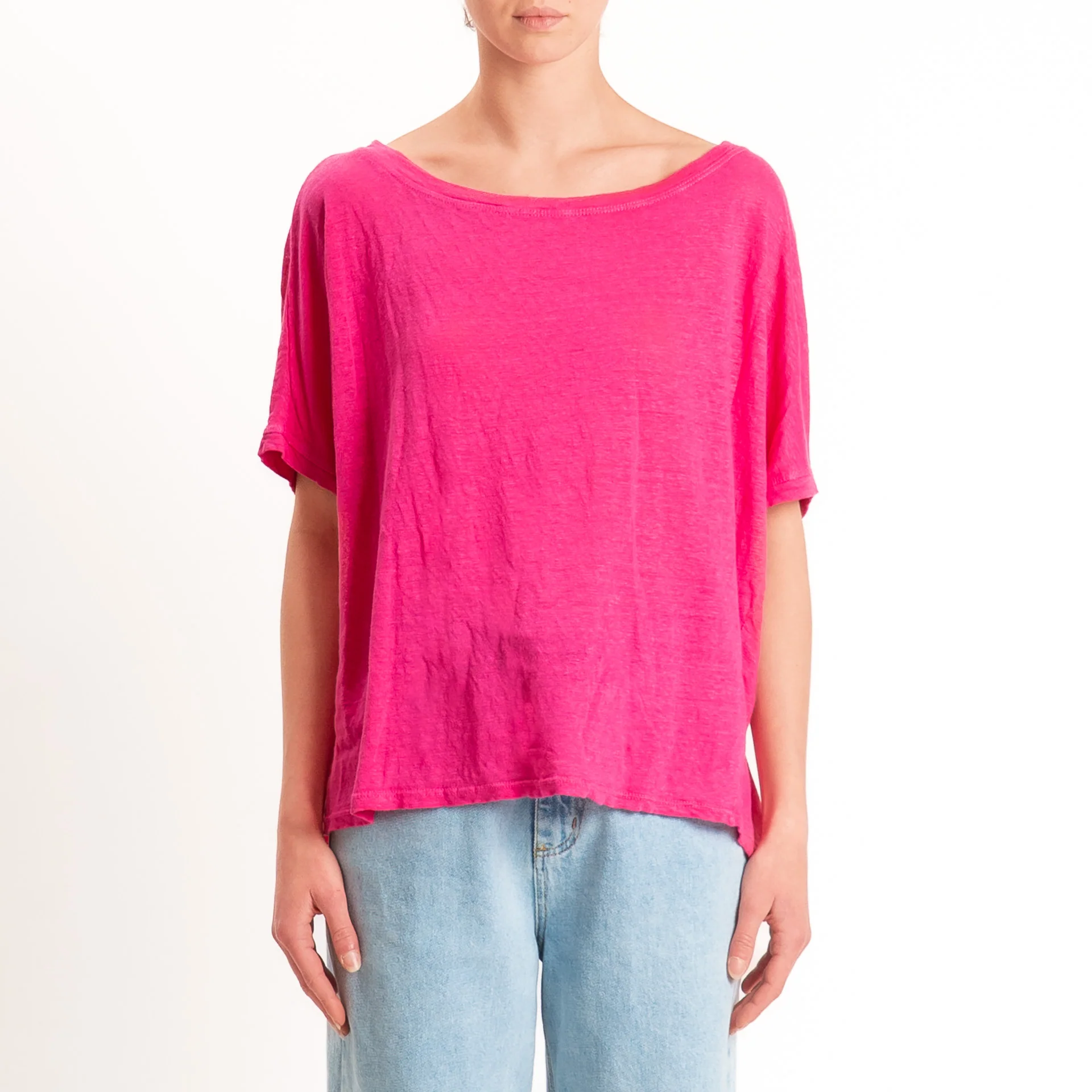 Zeroassoluto-T-shirt scatola 100% lino - fucsia - Image 3