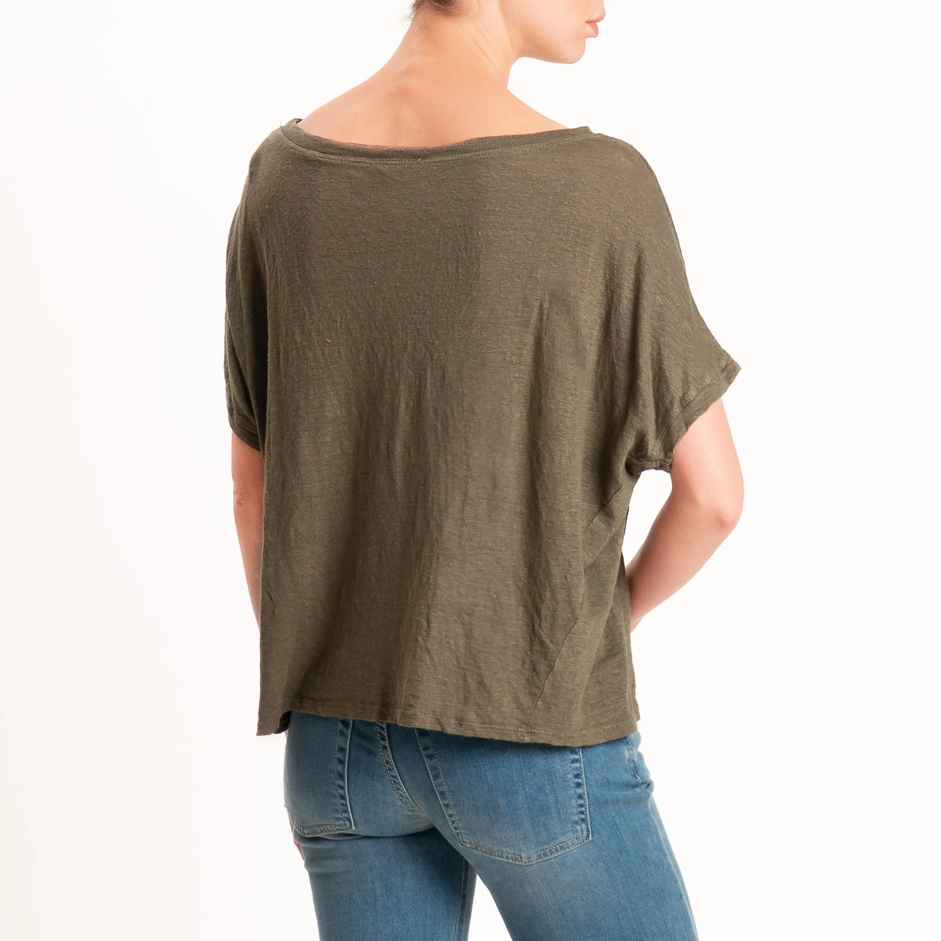 Zeroassoluto-T-shirt scatola 100% LINO - kaki - Image 5