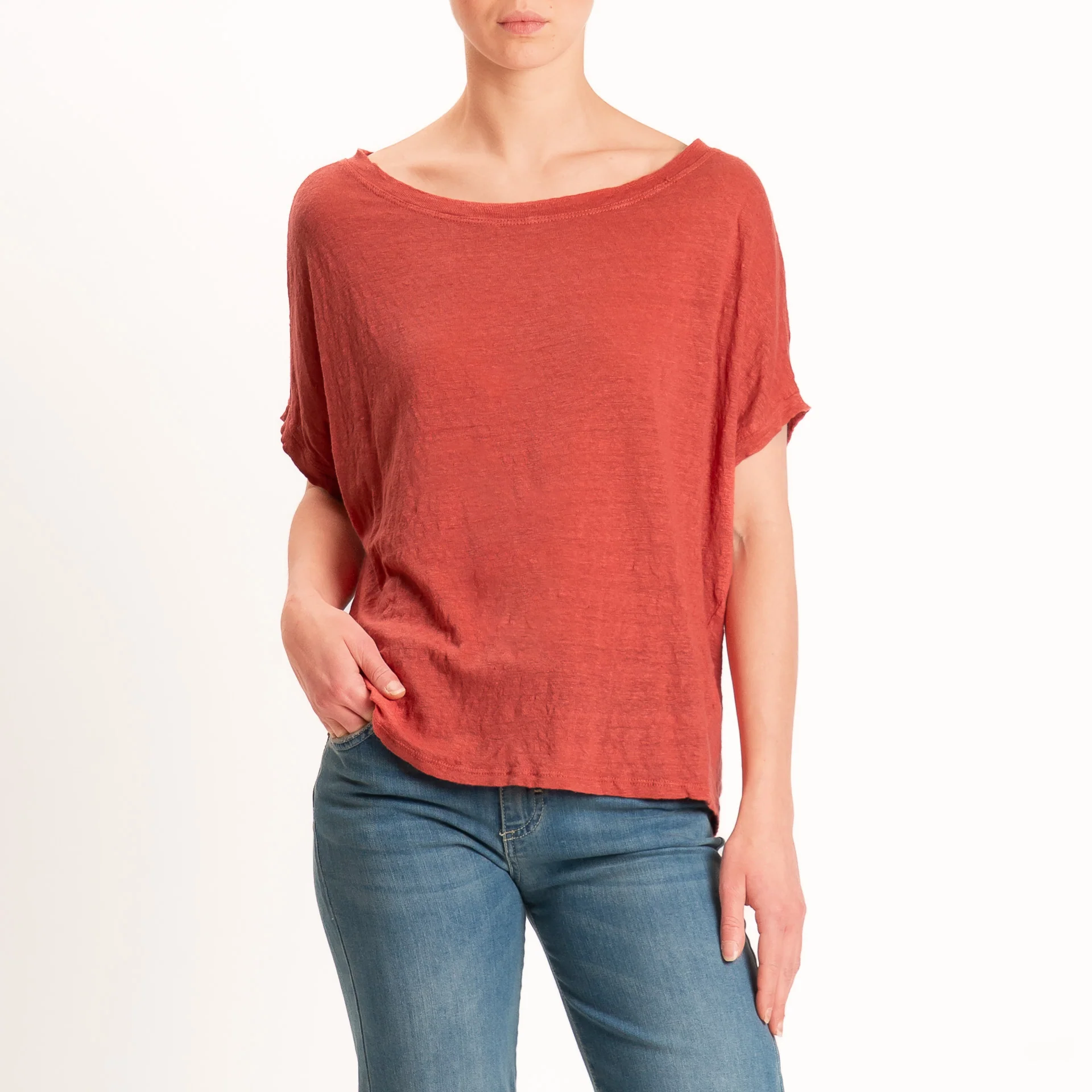 Zeroassoluto-T-shirt scatola 100% LINO - lipstick