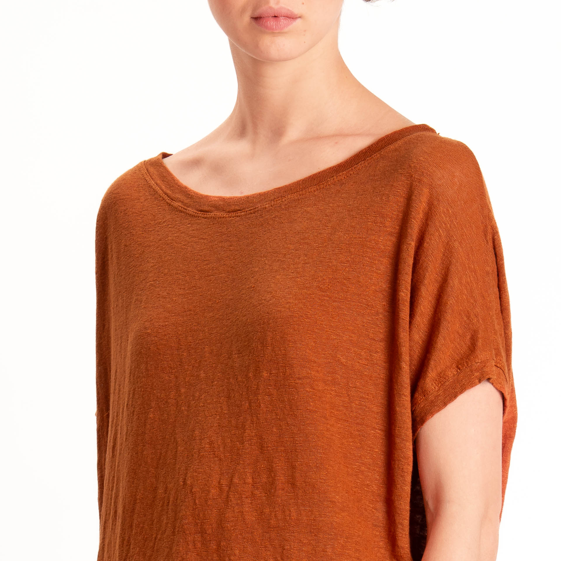 Zeroassoluto-T-shirt scatola 100% LINO - rust - Image 4