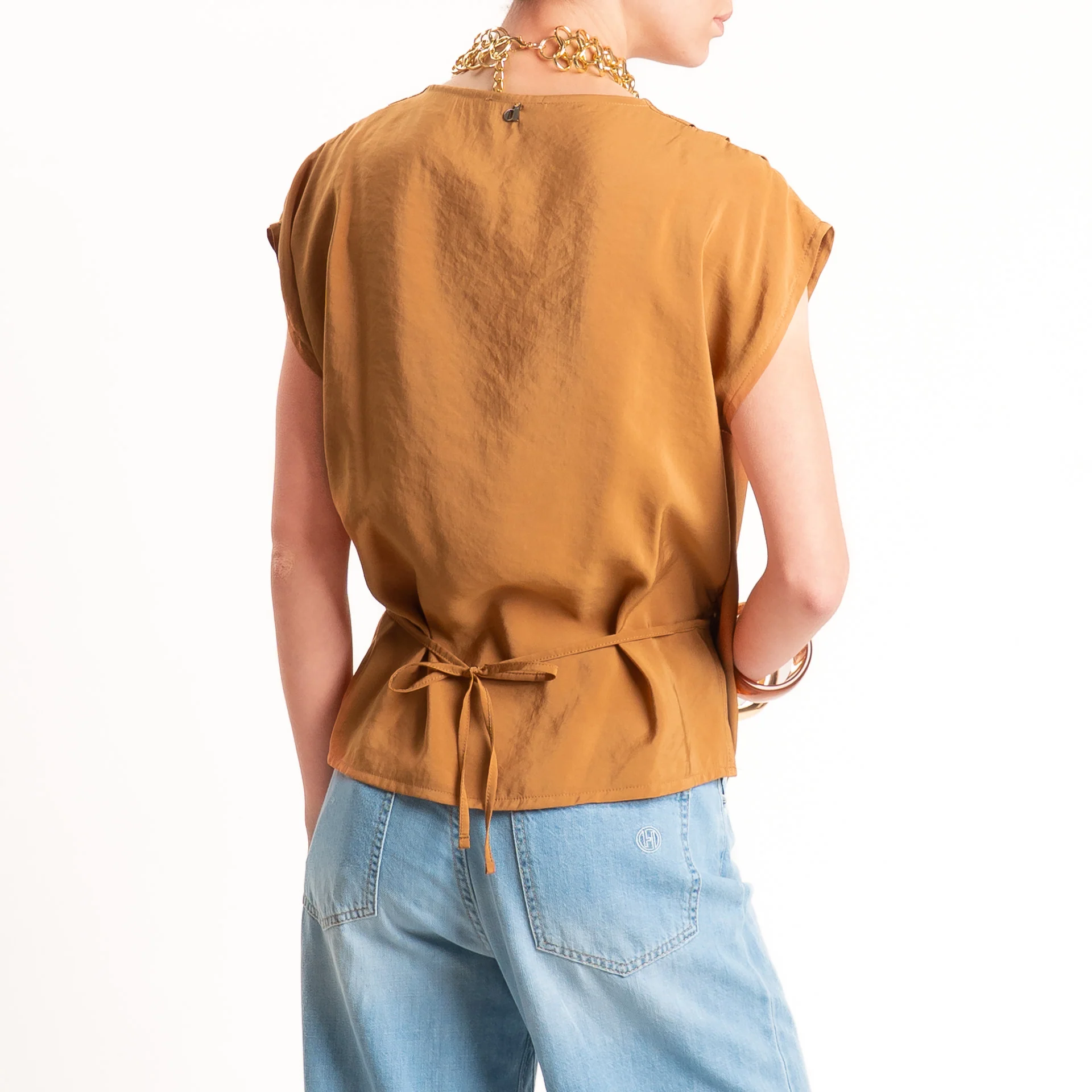 Dixie-Blusa tessuto modal con riprese - miele - Image 4