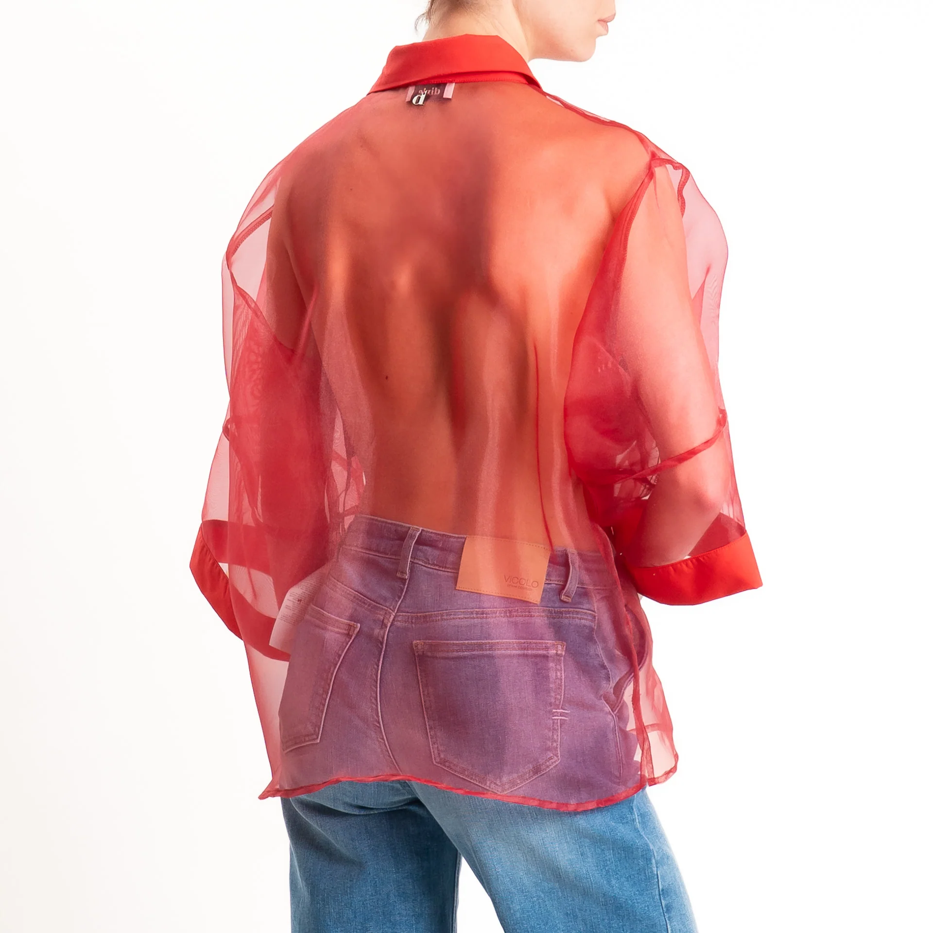 Dixie-Camicia organza manica 3/4 - rosso - Image 3
